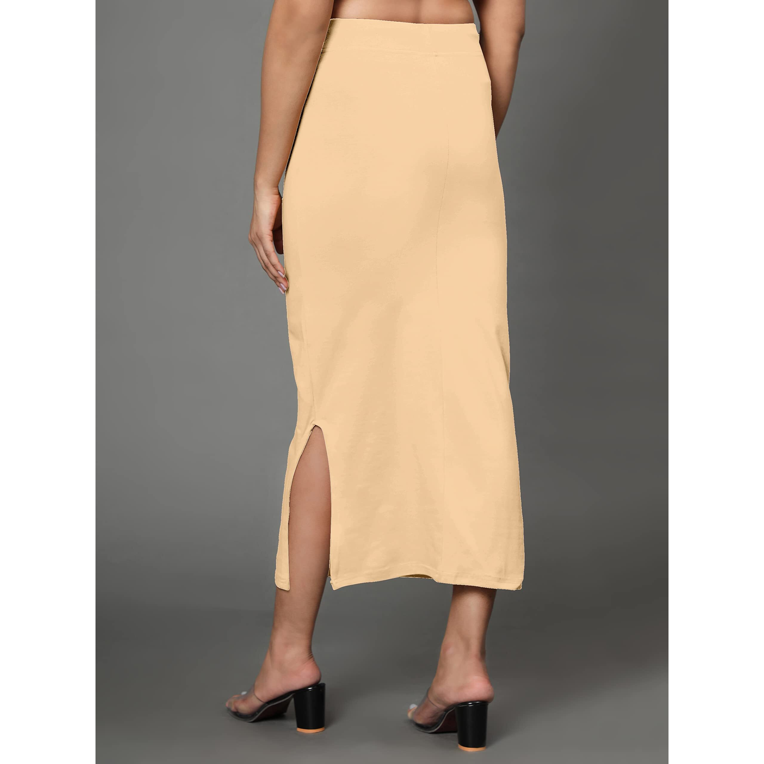 Jaanvi fashion Womens Cotton Mermaid Saree Shapewear,Petticoat,Skirt, Comfortwear (Mermaid-Nude-m)