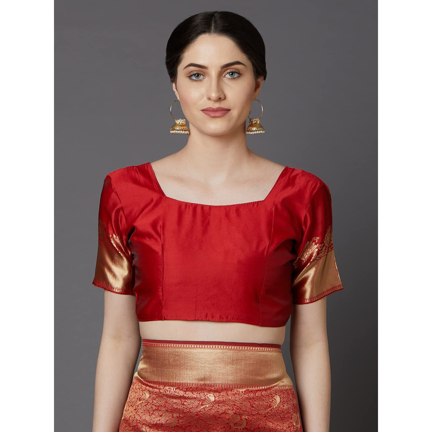 AKHILAM Womens Kanjivaram banarasi silk Woven Design Saree With Unstitched Blouse Piece Saree With Un-Stiched Blouse(Red_VORE8006_D)