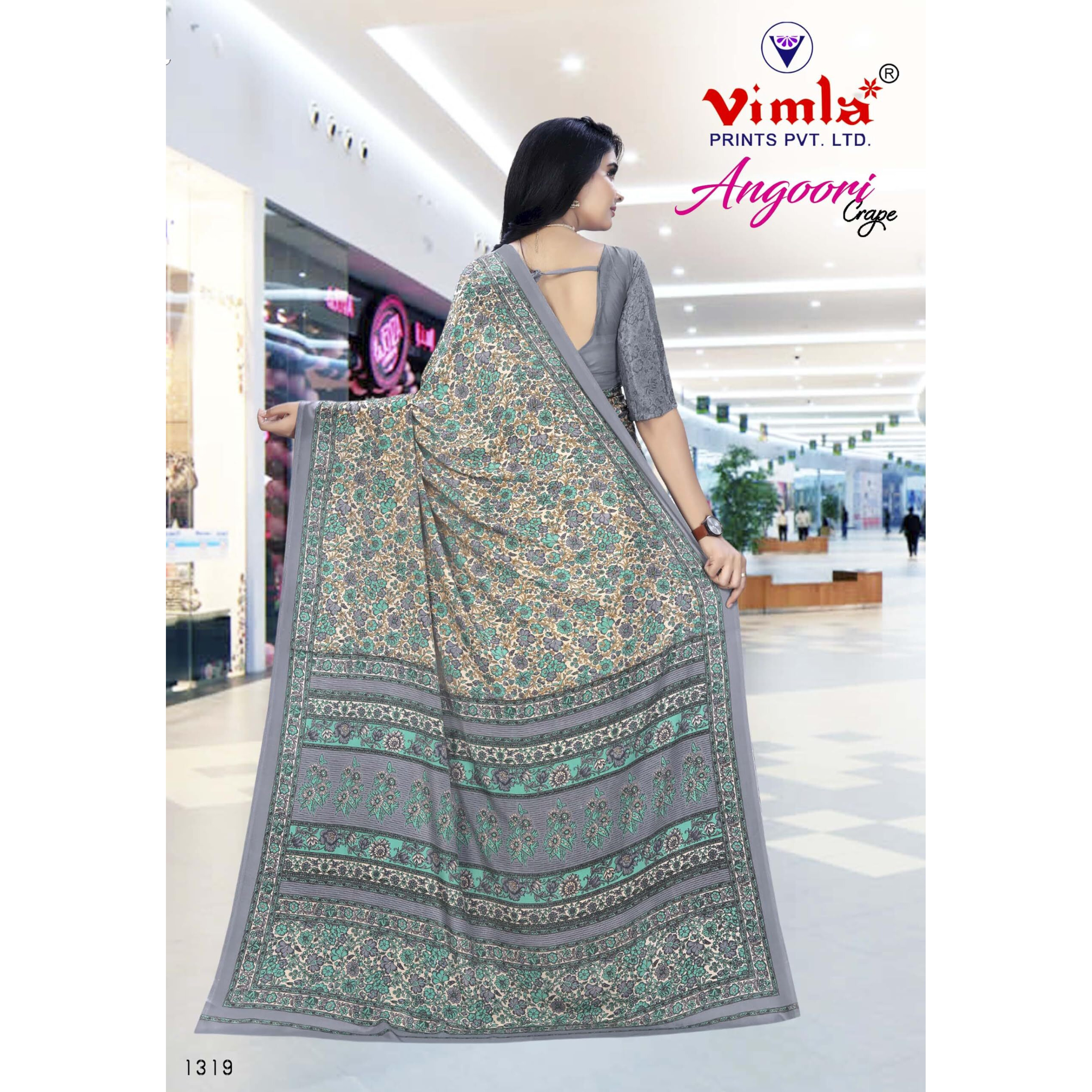 Vimla Womens Multi Crepe Silk Uniform Saree with Blouse (Multi_ 1319_AC)