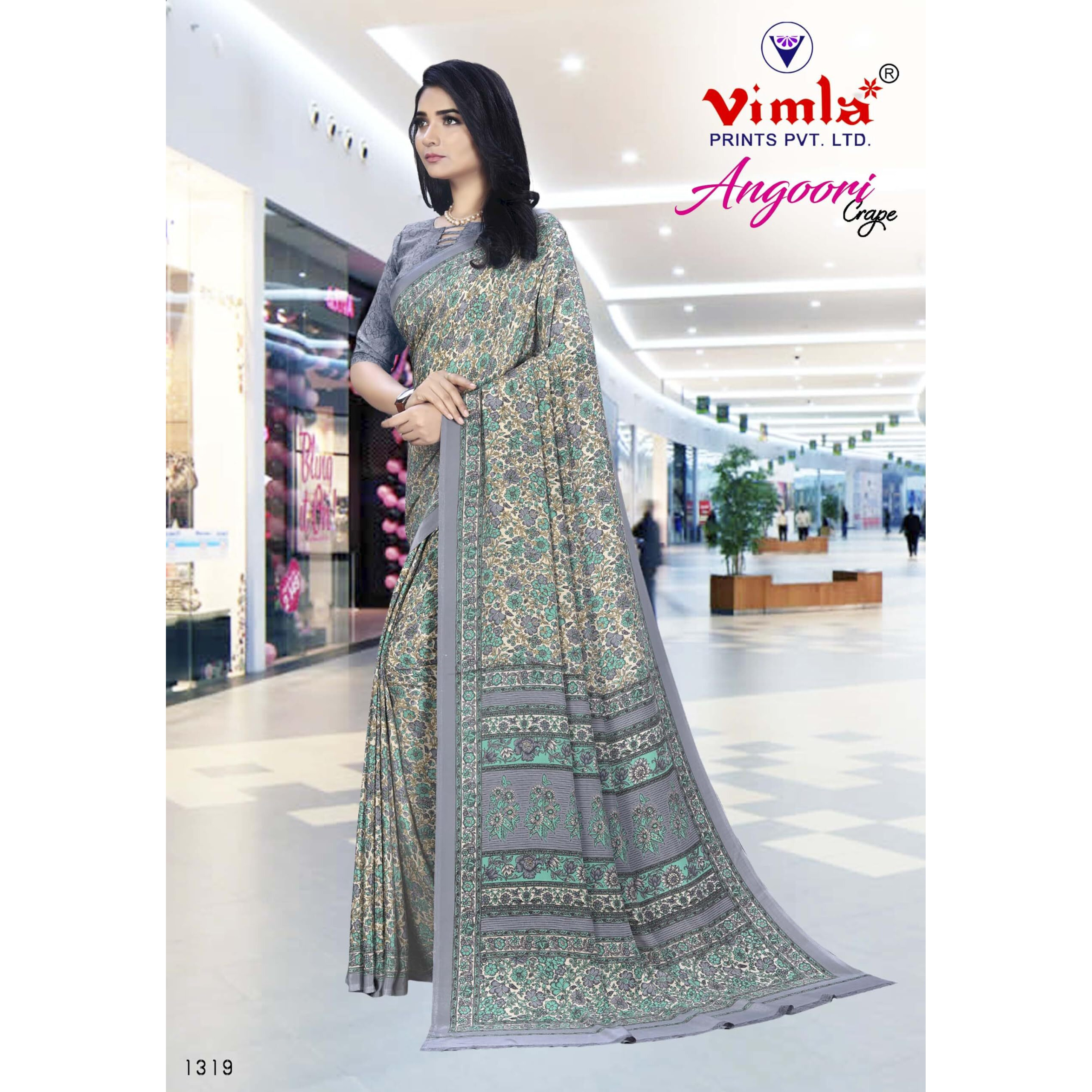 Vimla Womens Multi Crepe Silk Uniform Saree with Blouse (Multi_ 1319_AC)