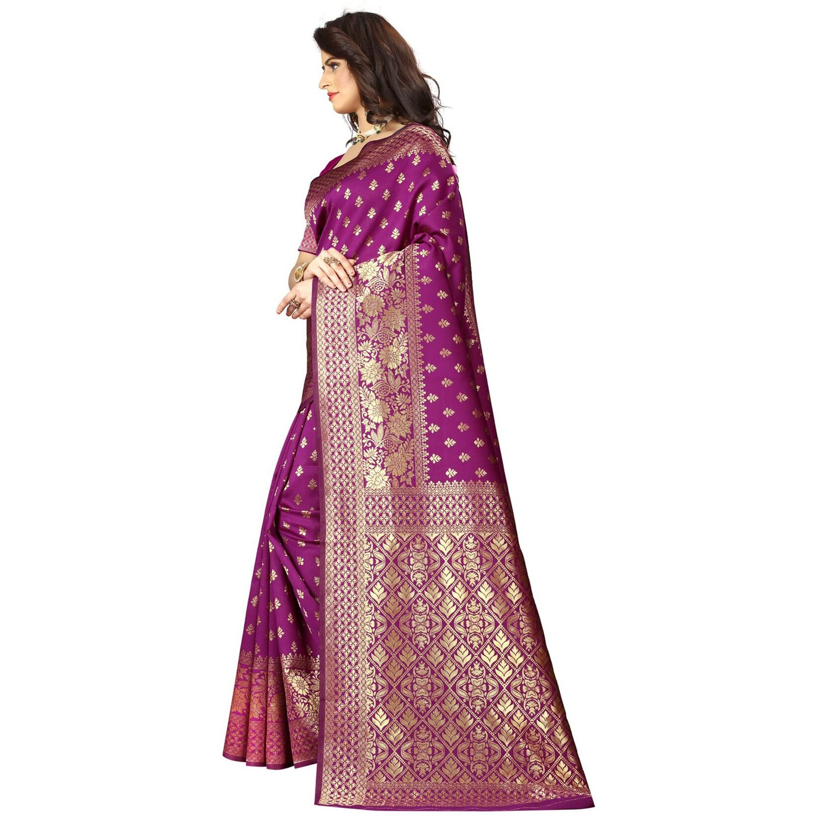 Sugathari Womens Art Silk Purple Kanchipuram Saree (SAN PARI 73 PURPLE)