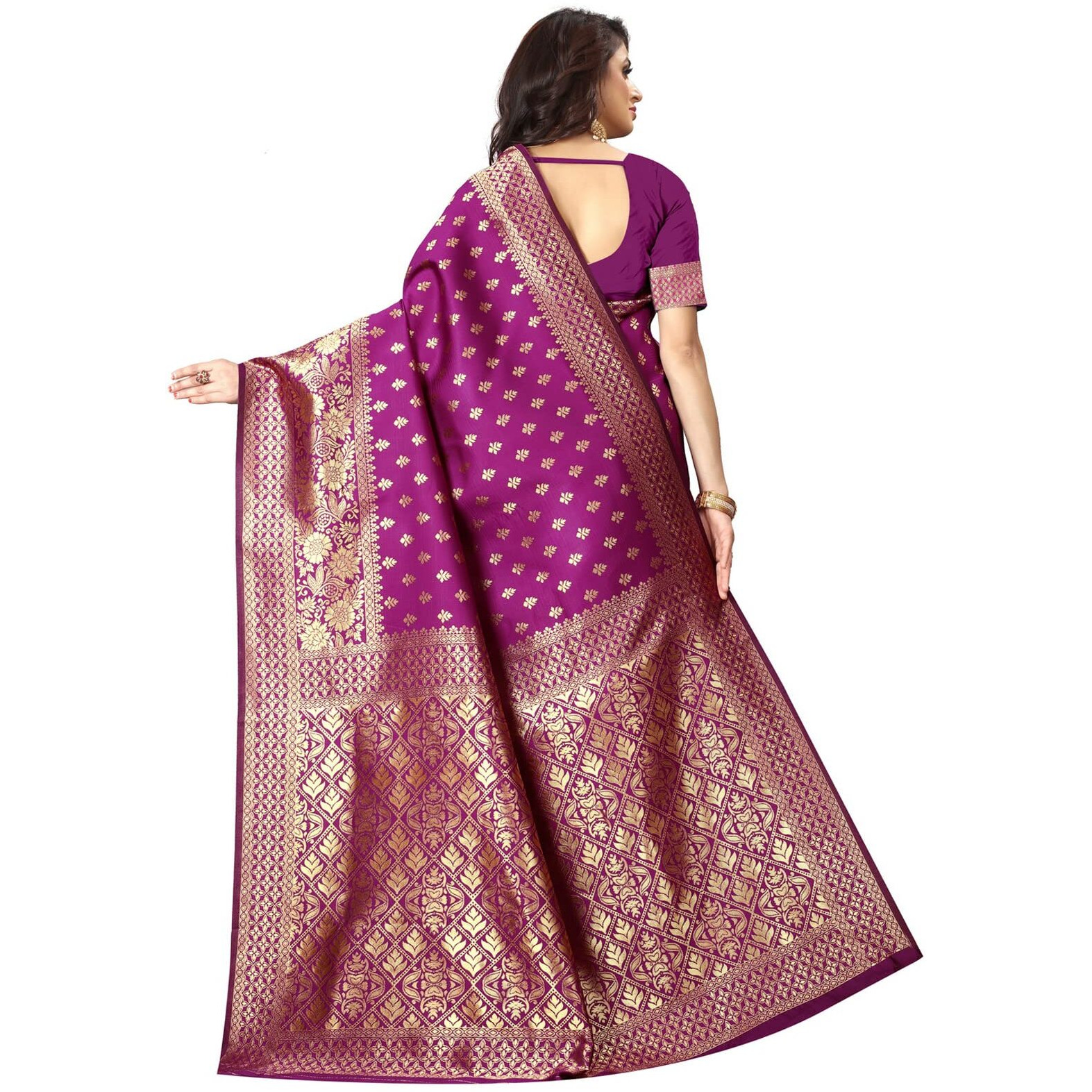 Sugathari Womens Art Silk Purple Kanchipuram Saree (SAN PARI 73 PURPLE)