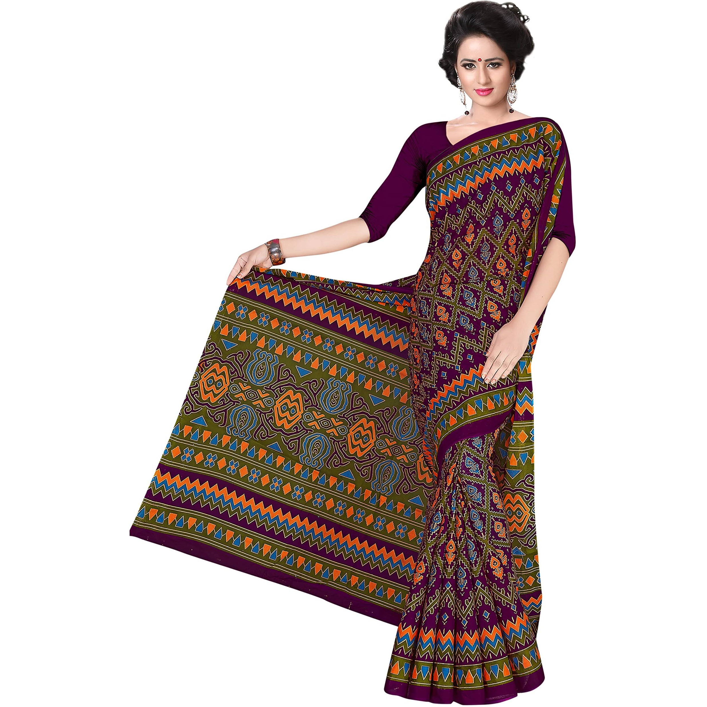 TAMAIRA FASHION Womens Plain Weave Pure Cotton Saree Without Blouse Piece(1891_Magenta)