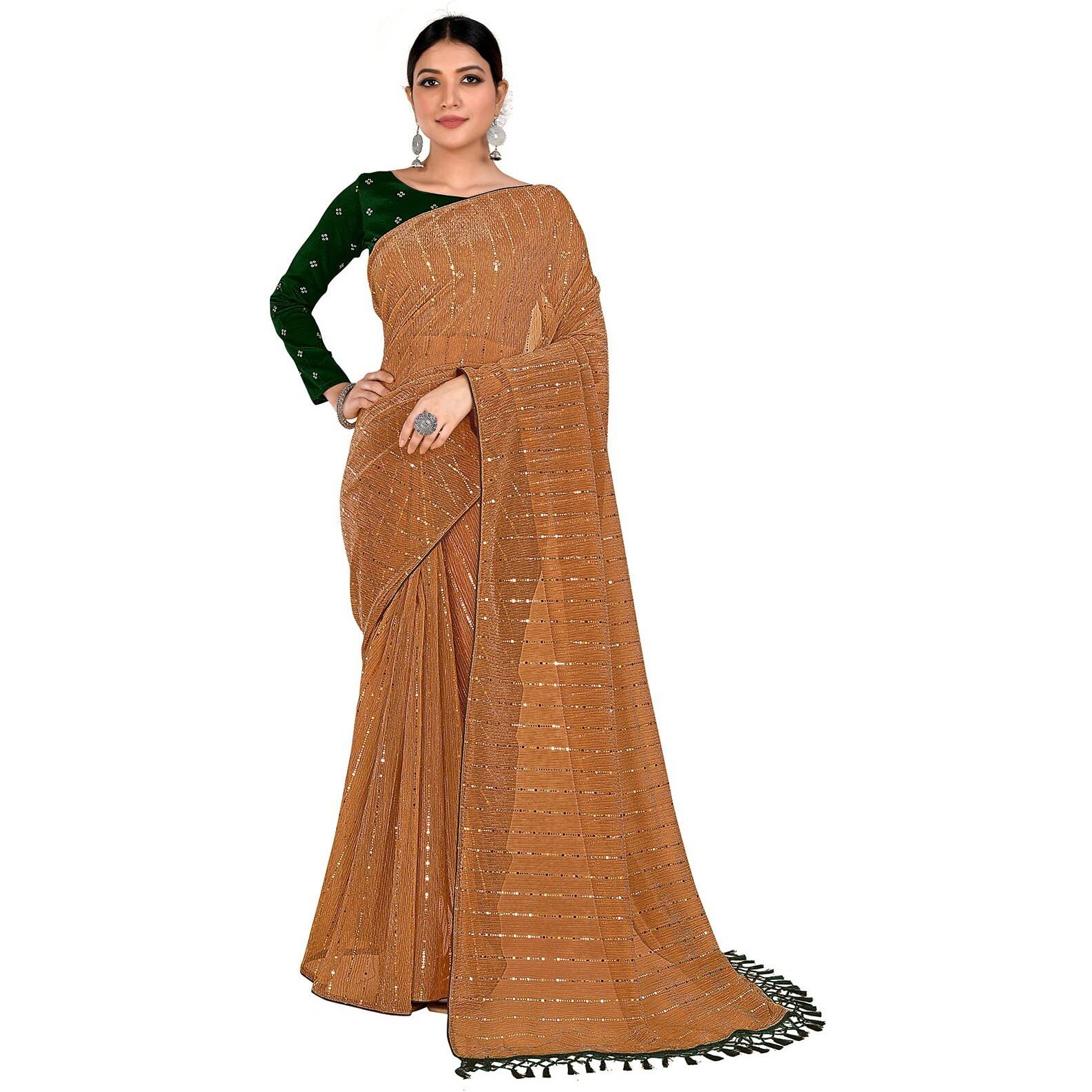 Granthva Fab Womens Embellished Silk Blend Fancy Saree with Blouse Piece (GF-328_Yellow)