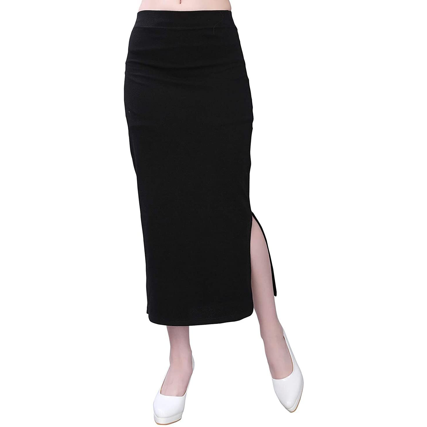 Miss Ethnik Womens Cotton Blend Full Elastic Saree Shapewear Petticoat (ME-5008-Black-36)