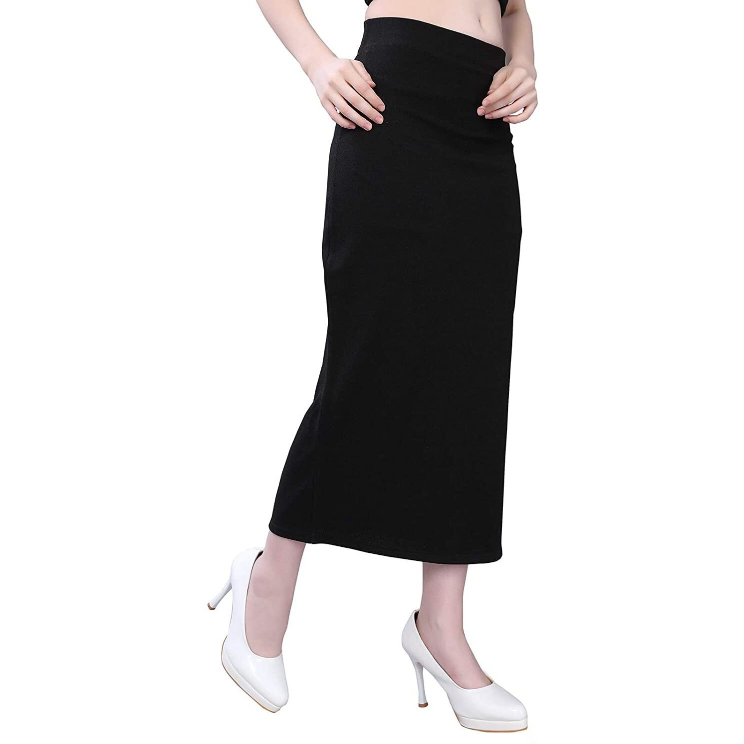 Miss Ethnik Womens Cotton Blend Full Elastic Saree Shapewear Petticoat (ME-5008-Black-36)