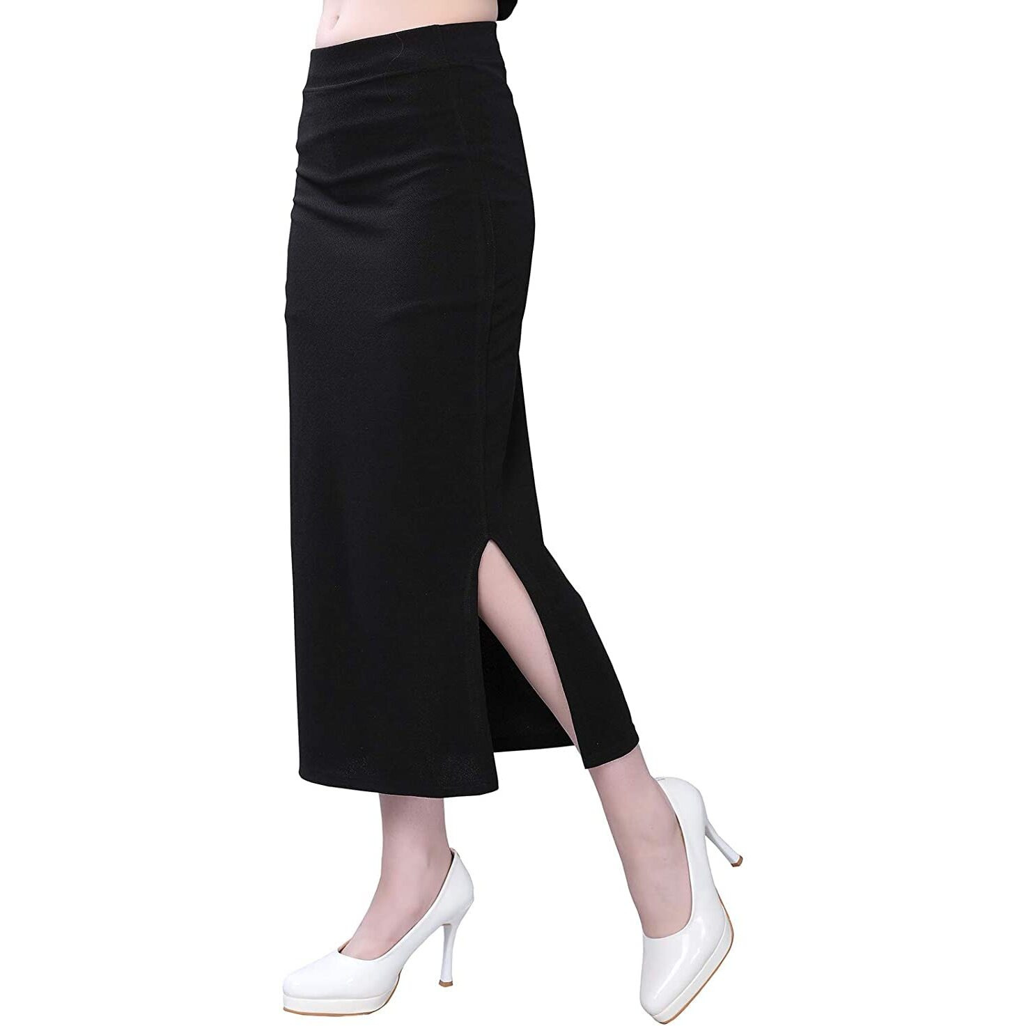Miss Ethnik Womens Cotton Blend Full Elastic Saree Shapewear Petticoat (ME-5008-Black-38)