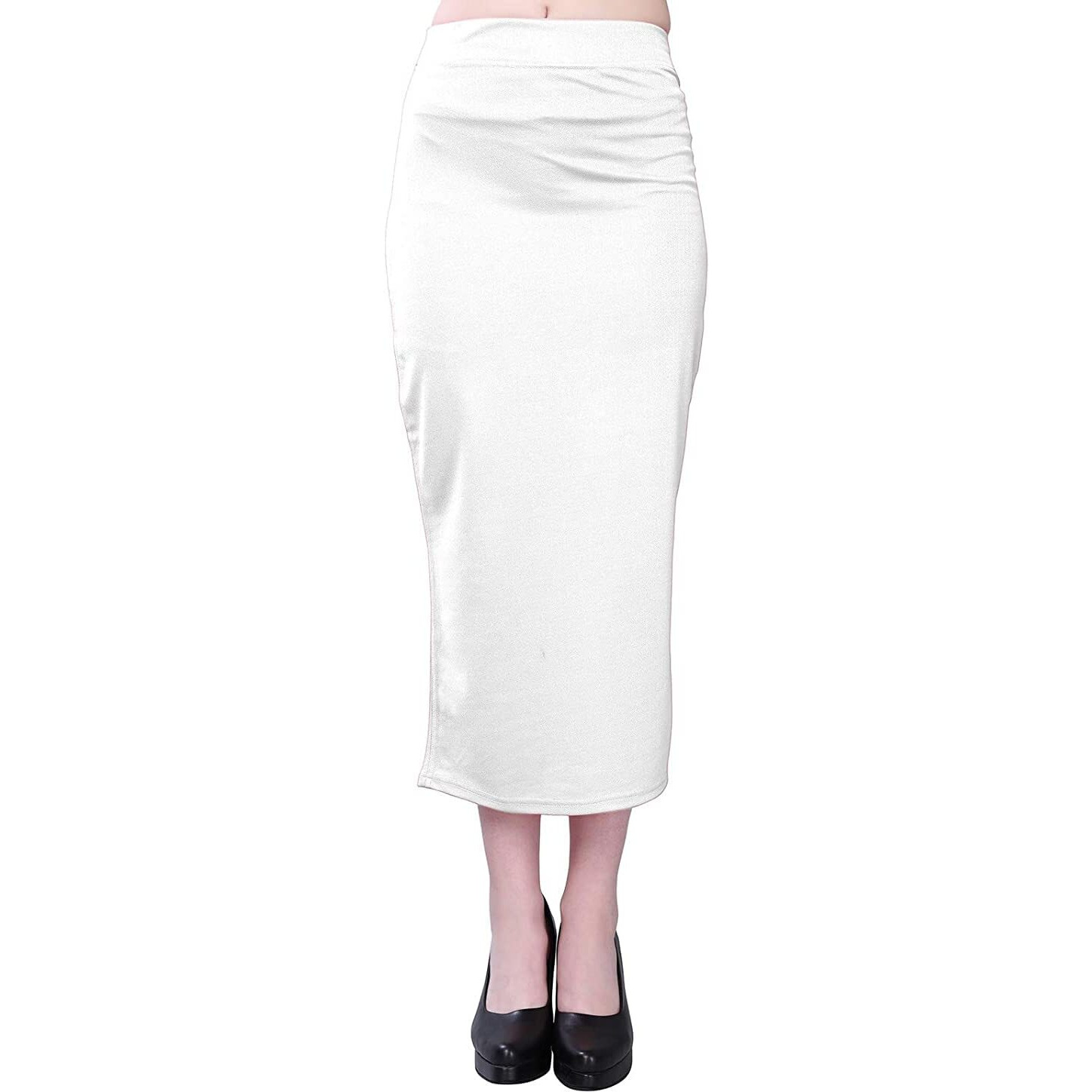 Miss Ethnik Womens Cotton Blend Full Elastic Saree Shapewear Petticoat (ME-5008-White-28)
