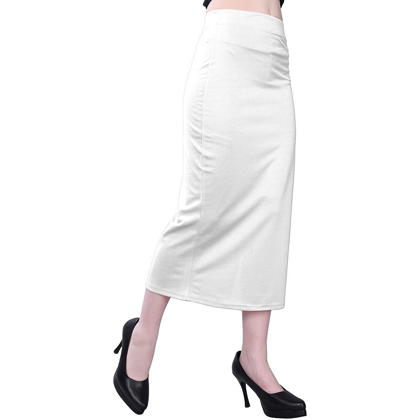Miss Ethnik Womens Cotton Blend Full Elastic Saree Shapewear Petticoat (ME-5008-White-28)