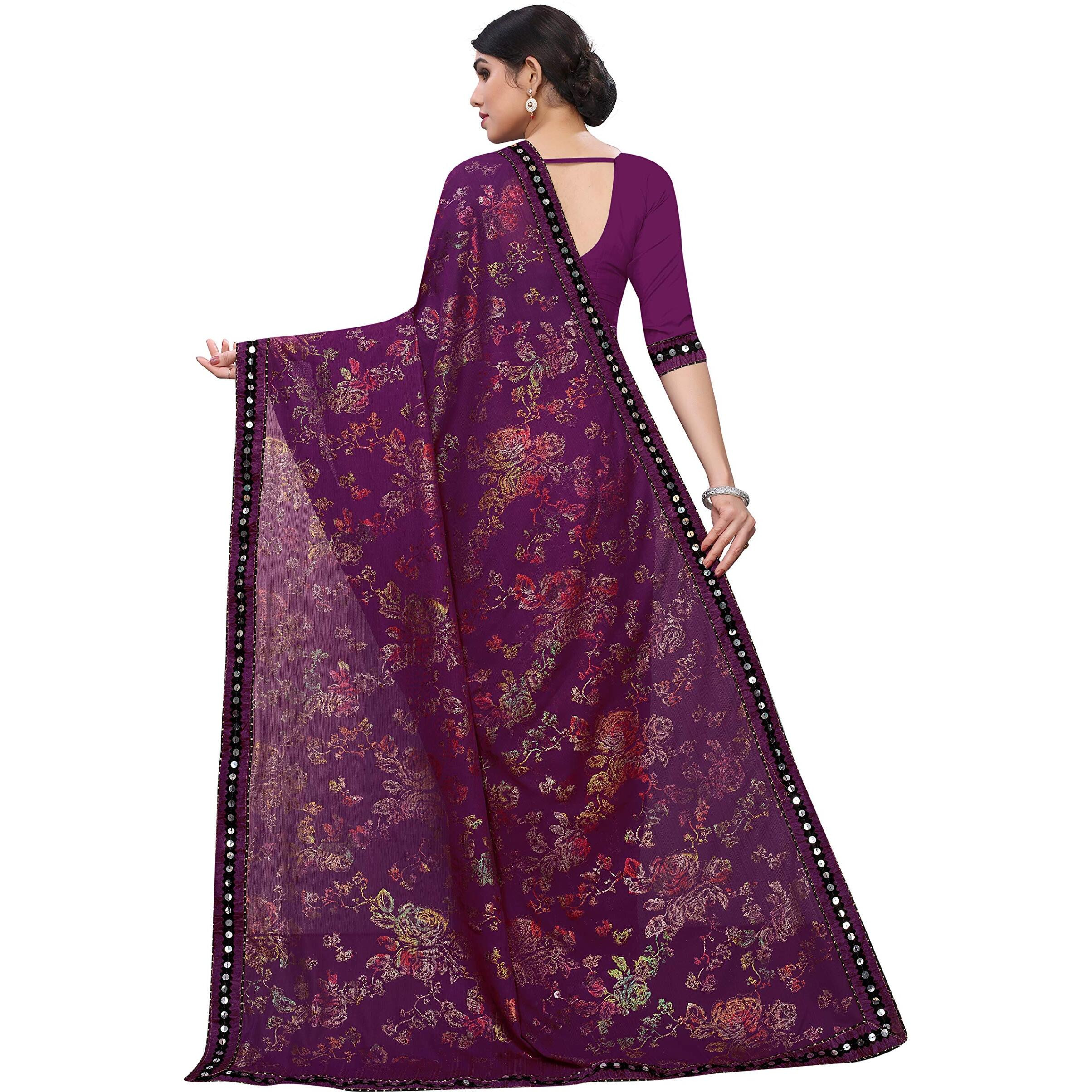 Mansvi Fashion Womens Woven Silk Blend Saree With Blouse Piece (2260-Gulab-Purple_Purple)