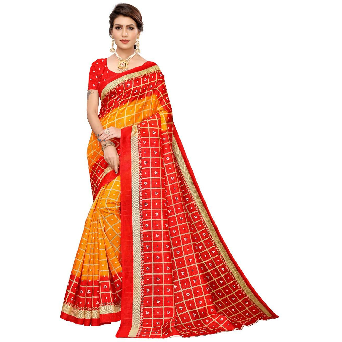 Satrani Womens Art Silk Printed Sarees Combo Pack of 2 (800ST39_1159ST88,Multicolor), free size