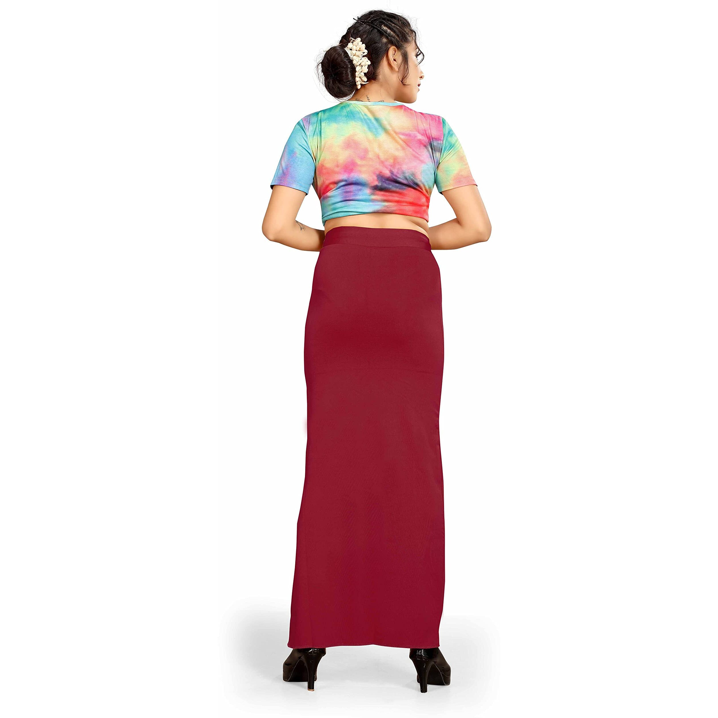 Confort Look Womens Maroon Microfiber Saree Shapewear (Confort Saree Shapewear Maroon XXL)