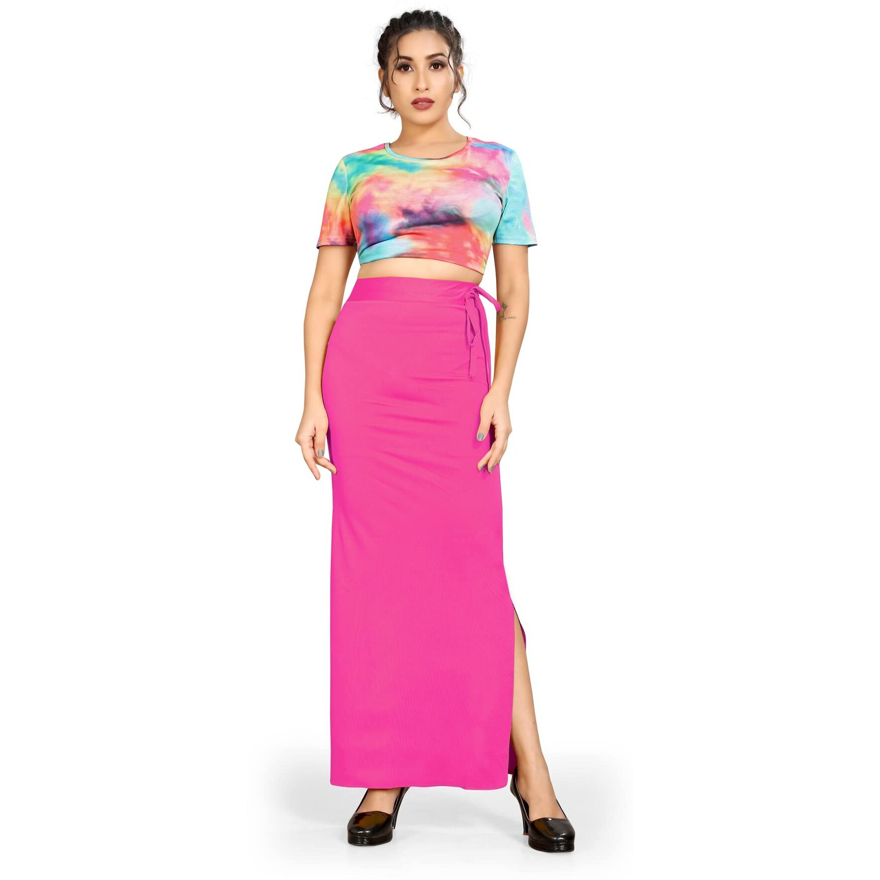 Confort Look Womens Drak Pink Microfiber Saree Shapewear (Confort Saree Shapewear Dark Pink XXL)