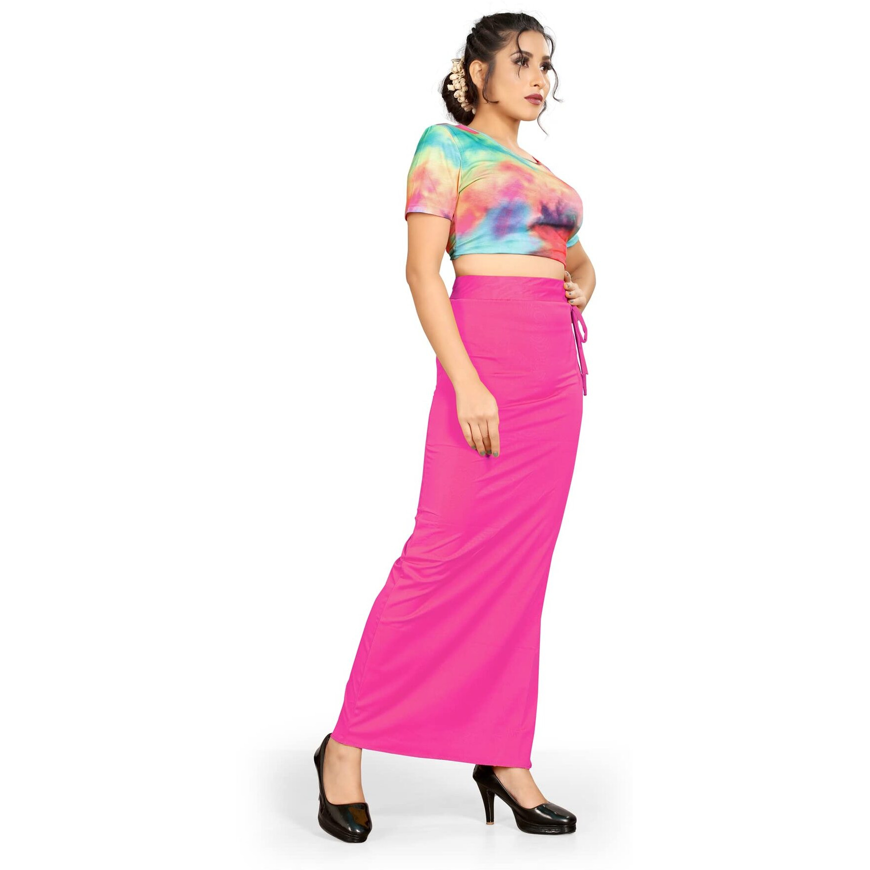Confort Look Womens Drak Pink Microfiber Saree Shapewear (Confort Saree Shapewear Dark Pink XXL)