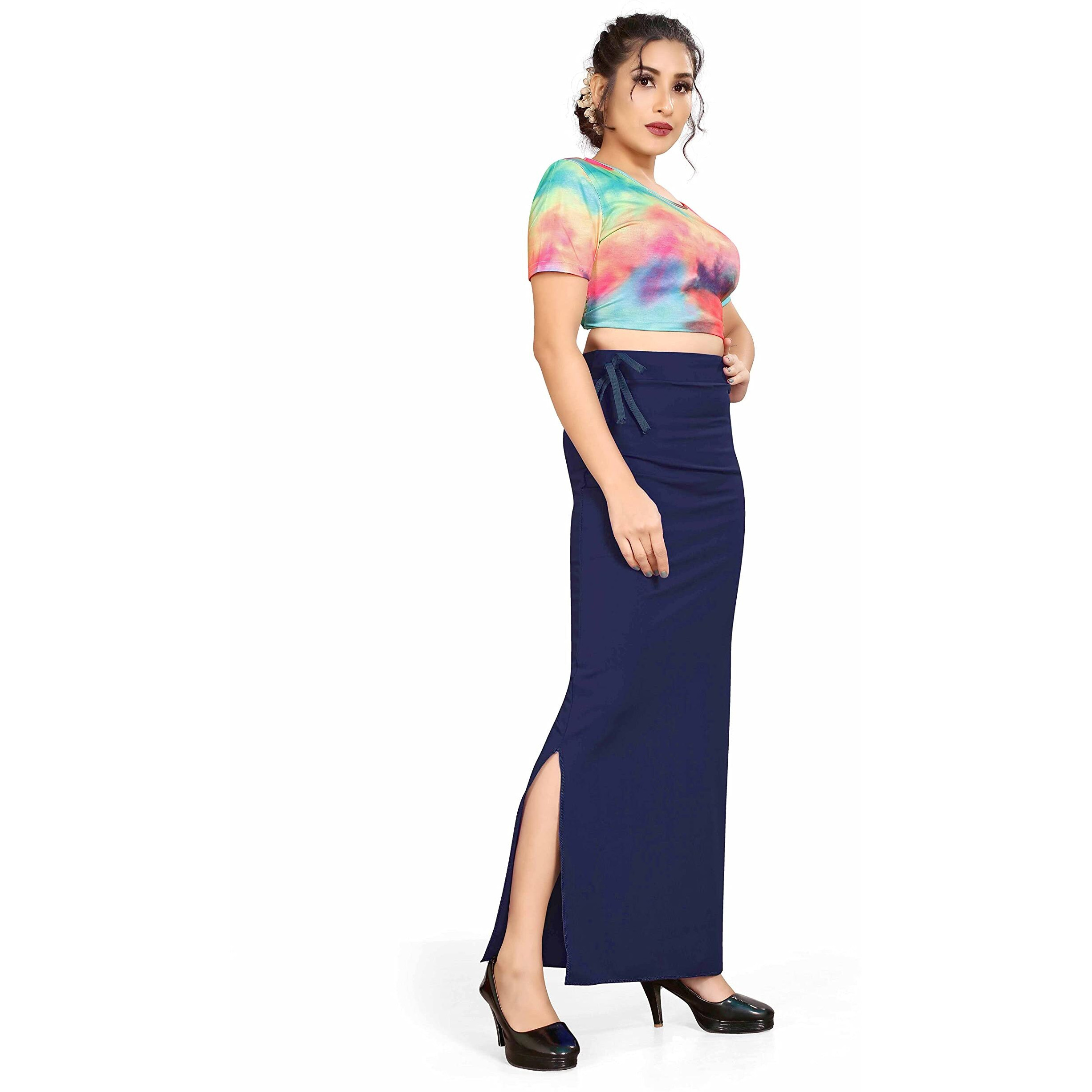 Confort Look Womens Navy Blue Microfiber Saree Shapewear (Confort Saree Shapewear Navy Blue XXL)