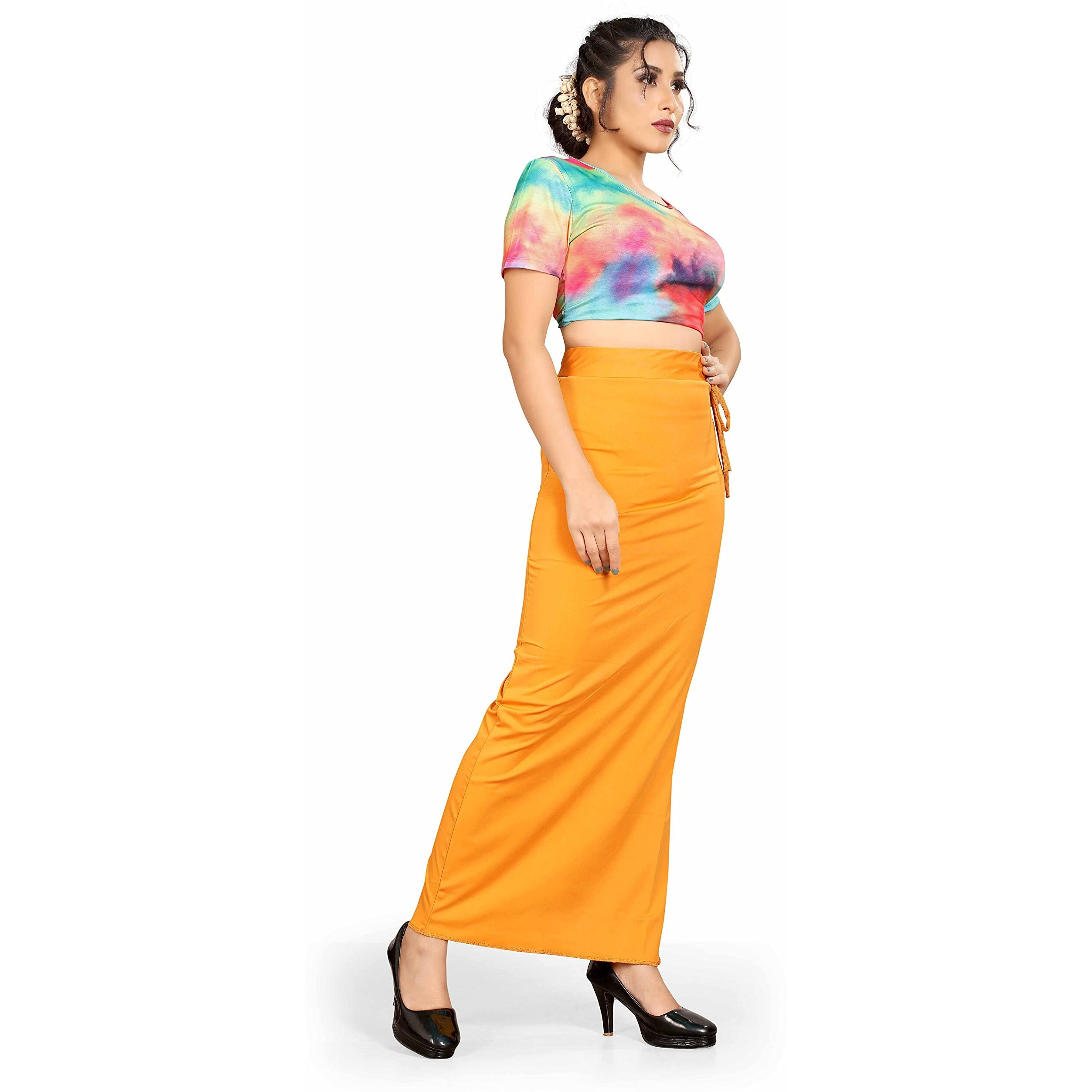 Confort Look Womens Mustard Microfiber Saree Shapewear (Confort Saree Shapewear Mustard S)