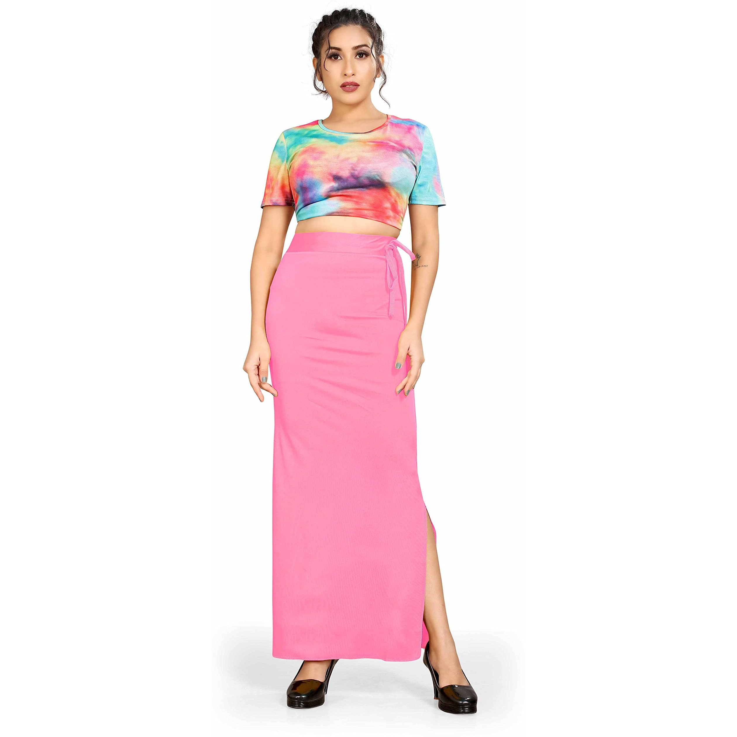 Confort Look Womens Light Pink Microfiber Saree Shapewear (Confort Saree Shapewear Light Pink L)