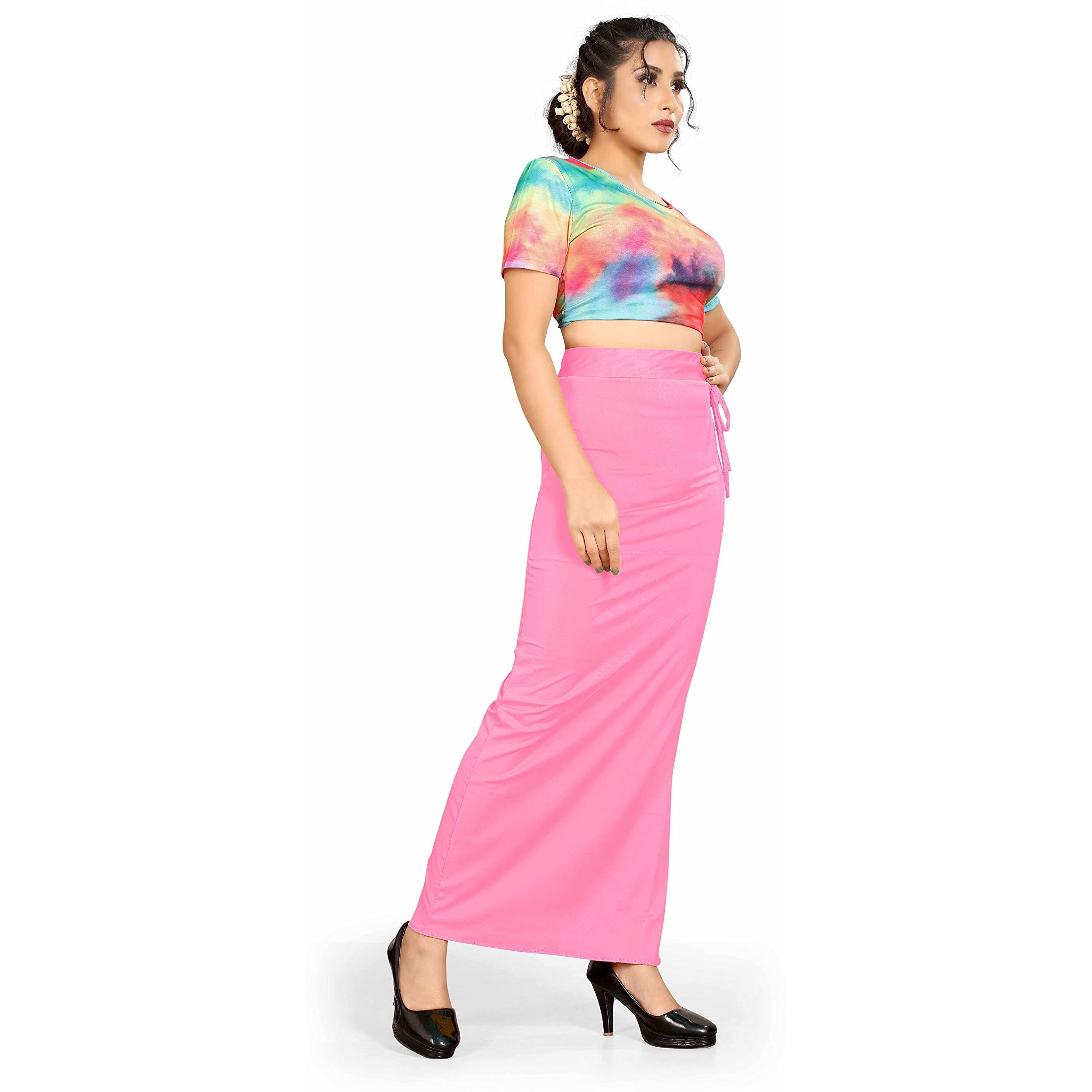 Confort Look Womens Light Pink Microfiber Saree Shapewear (Confort Saree Shapewear Light Pink L)