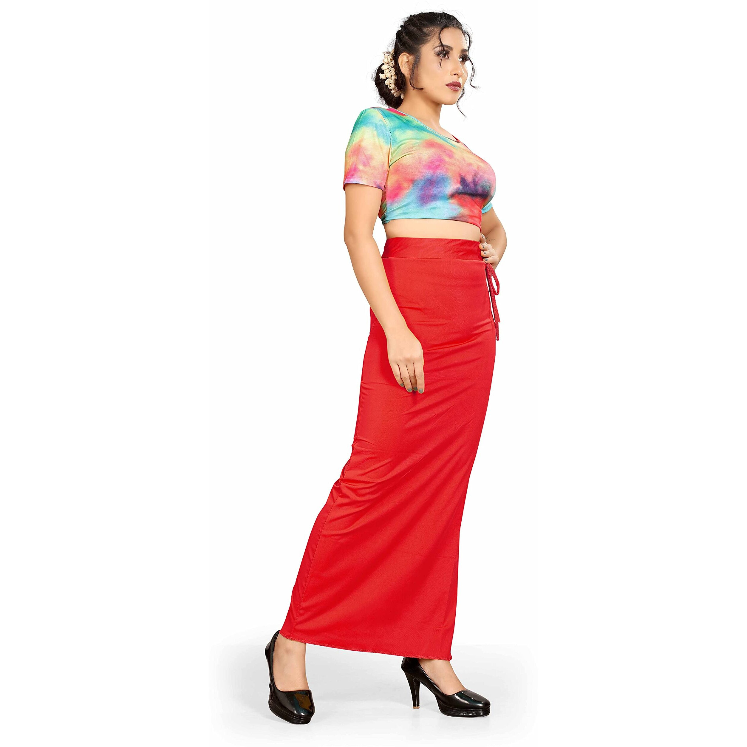 Confort Look Womens Red Microfiber Saree Shapewear (Confort Saree Shapewear RED M)