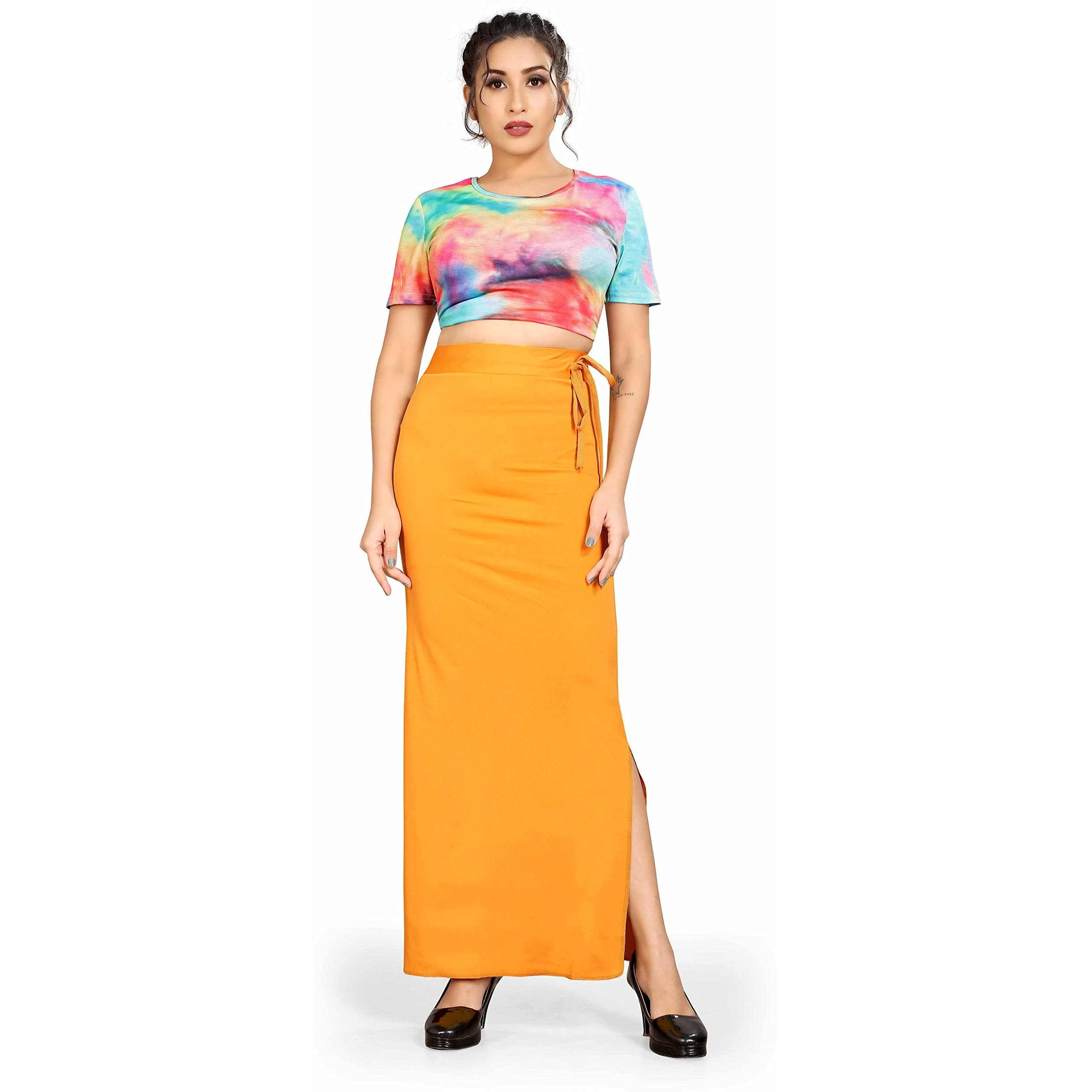 Confort Look Womens Mustard Microfiber Saree Shapewear (Confort Saree Shapewear Mustard XL)