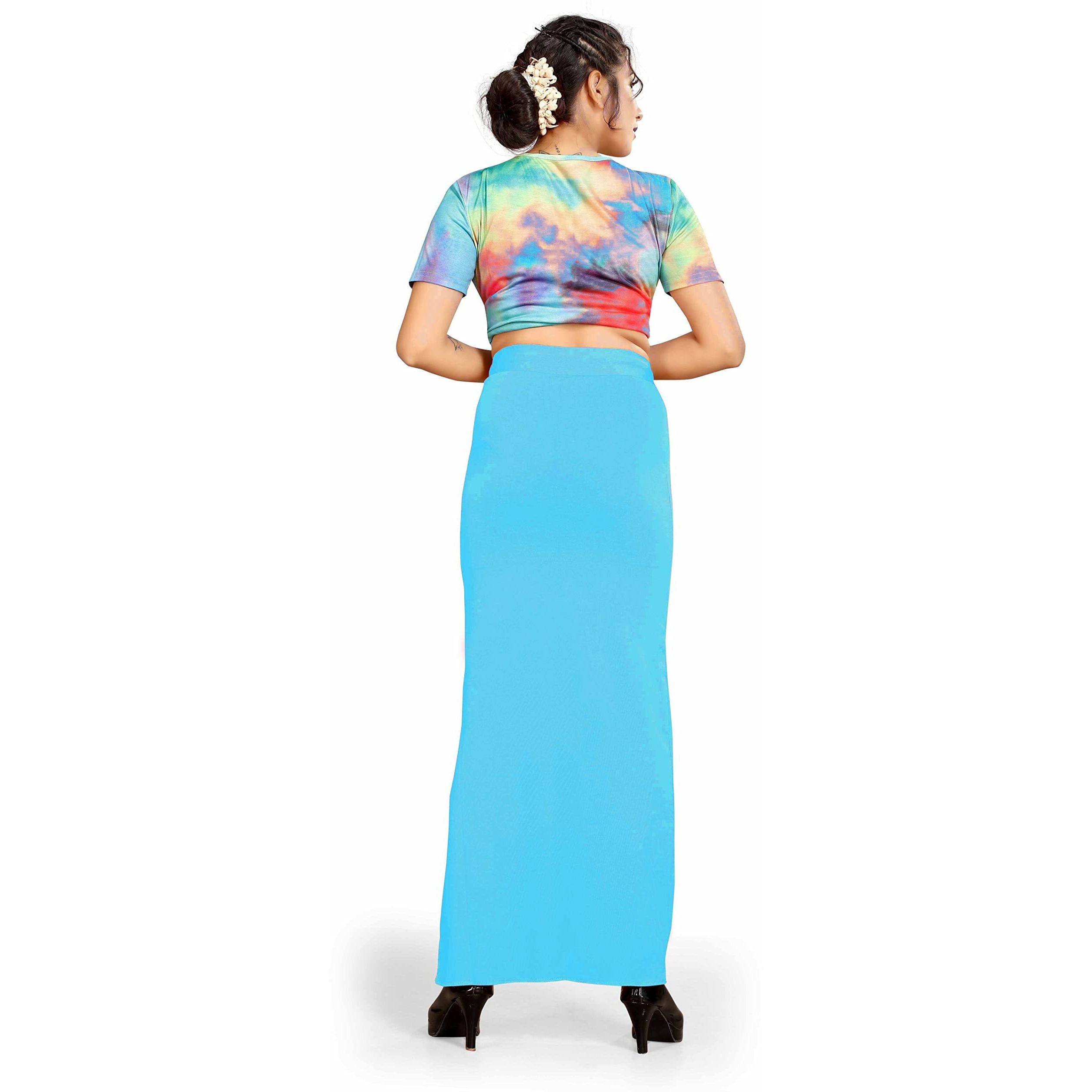 Confort Look Womens Turquoise Blue Microfiber Saree Shapewear (Confort Saree Shapewear Turquoise Blue L)