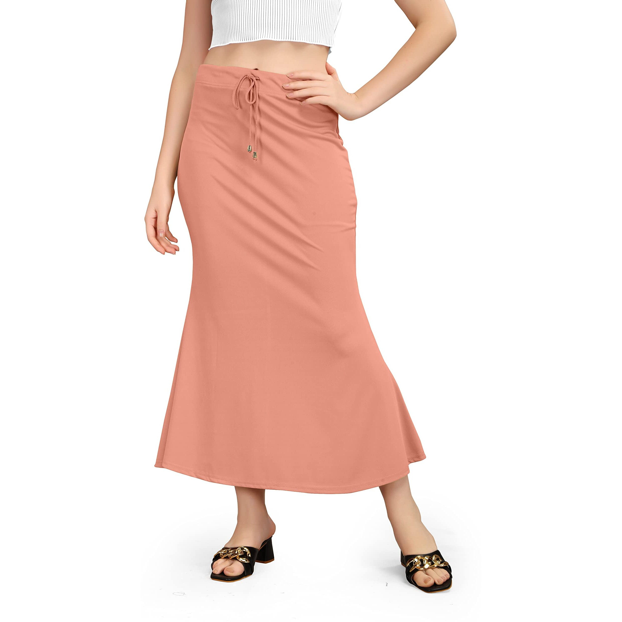 Mogsa Lycra Fishcut Saree Shapewear Petticoat for Women, Shapers for Womens Sarees (XL, Pitch)