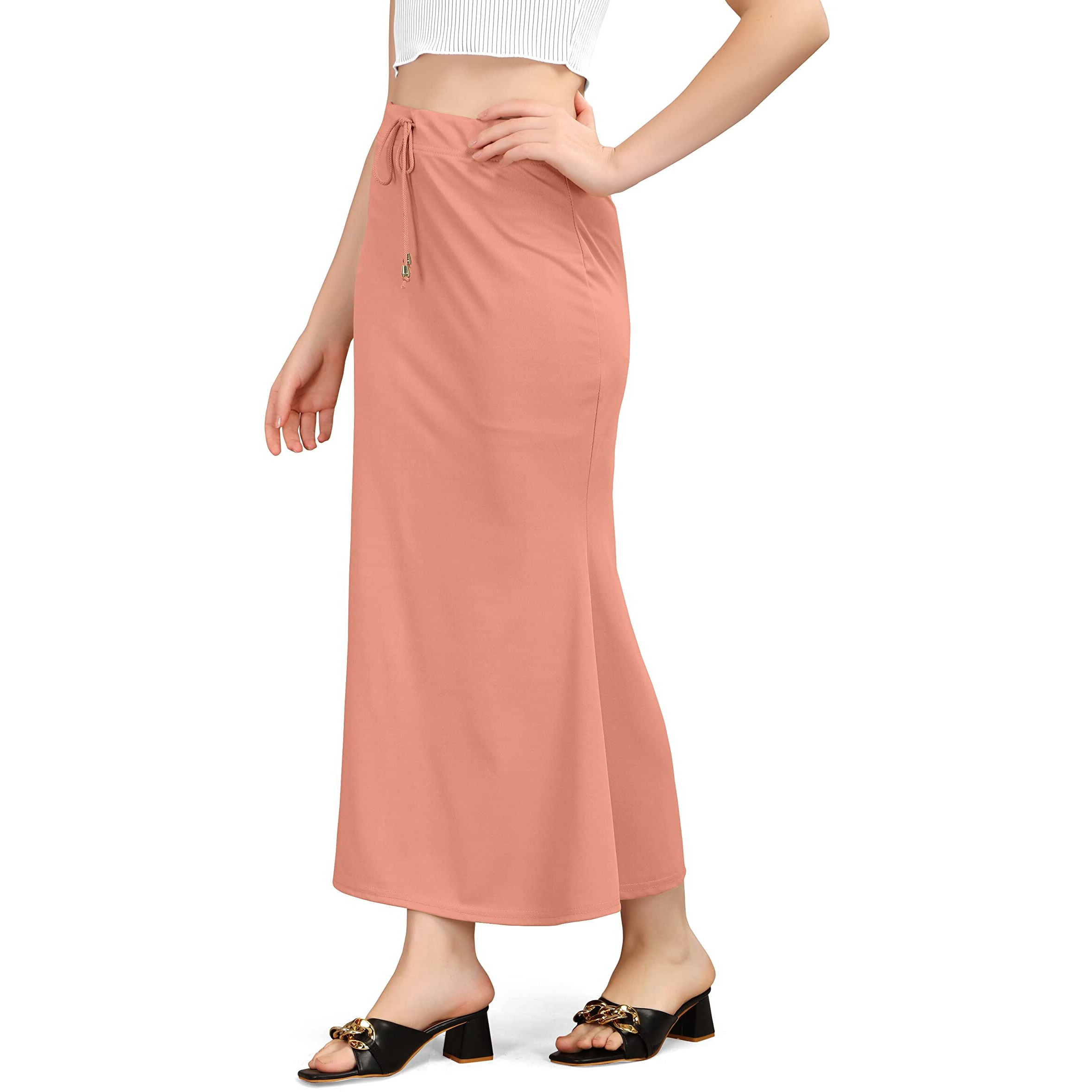 Mogsa Lycra Fishcut Saree Shapewear Petticoat for Women, Shapers for Womens Sarees (XL, Pitch)