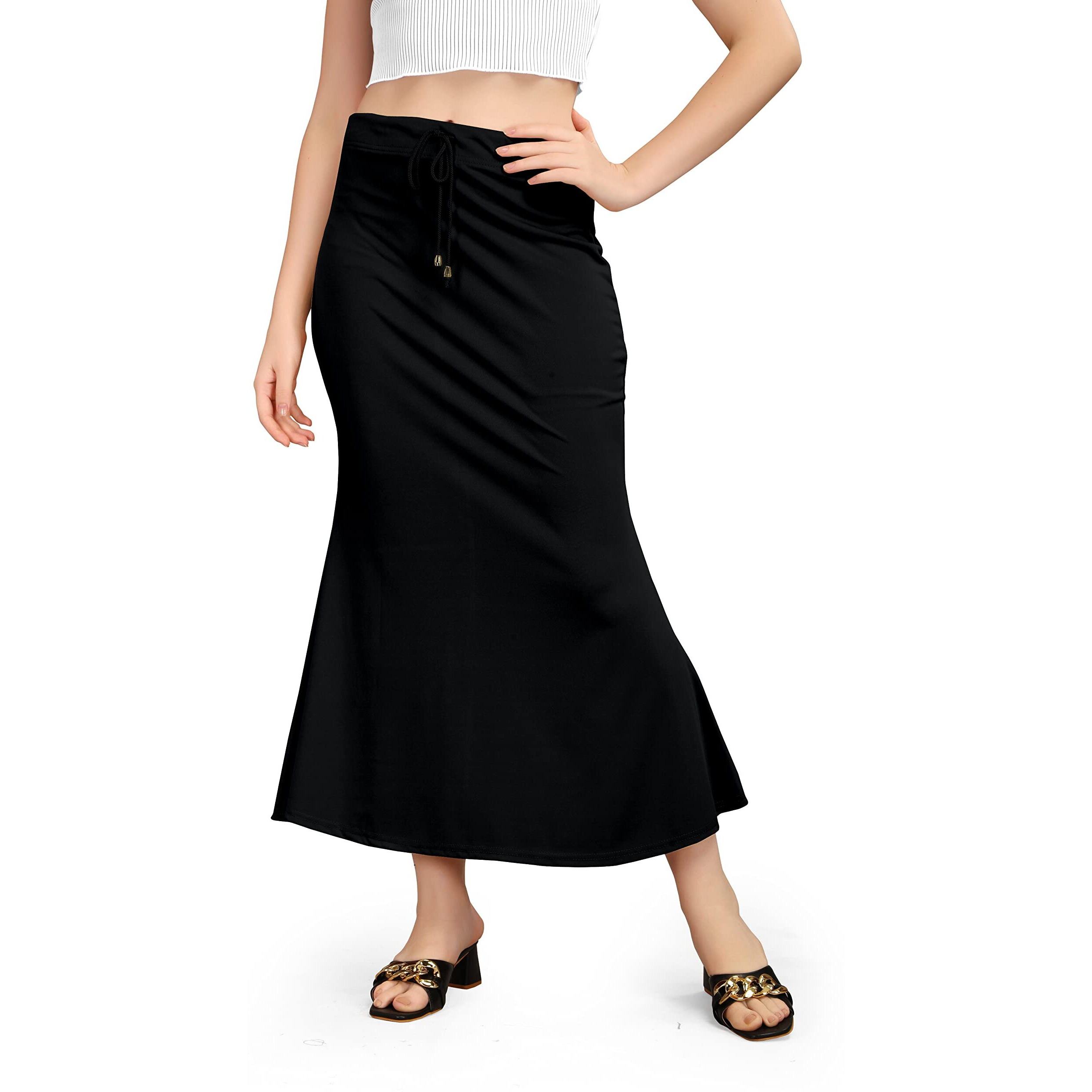 Mogsa Lycra Fishcut Saree Shapewear Petticoat for Women, Shapers for Womens Sarees (3XL, Black)