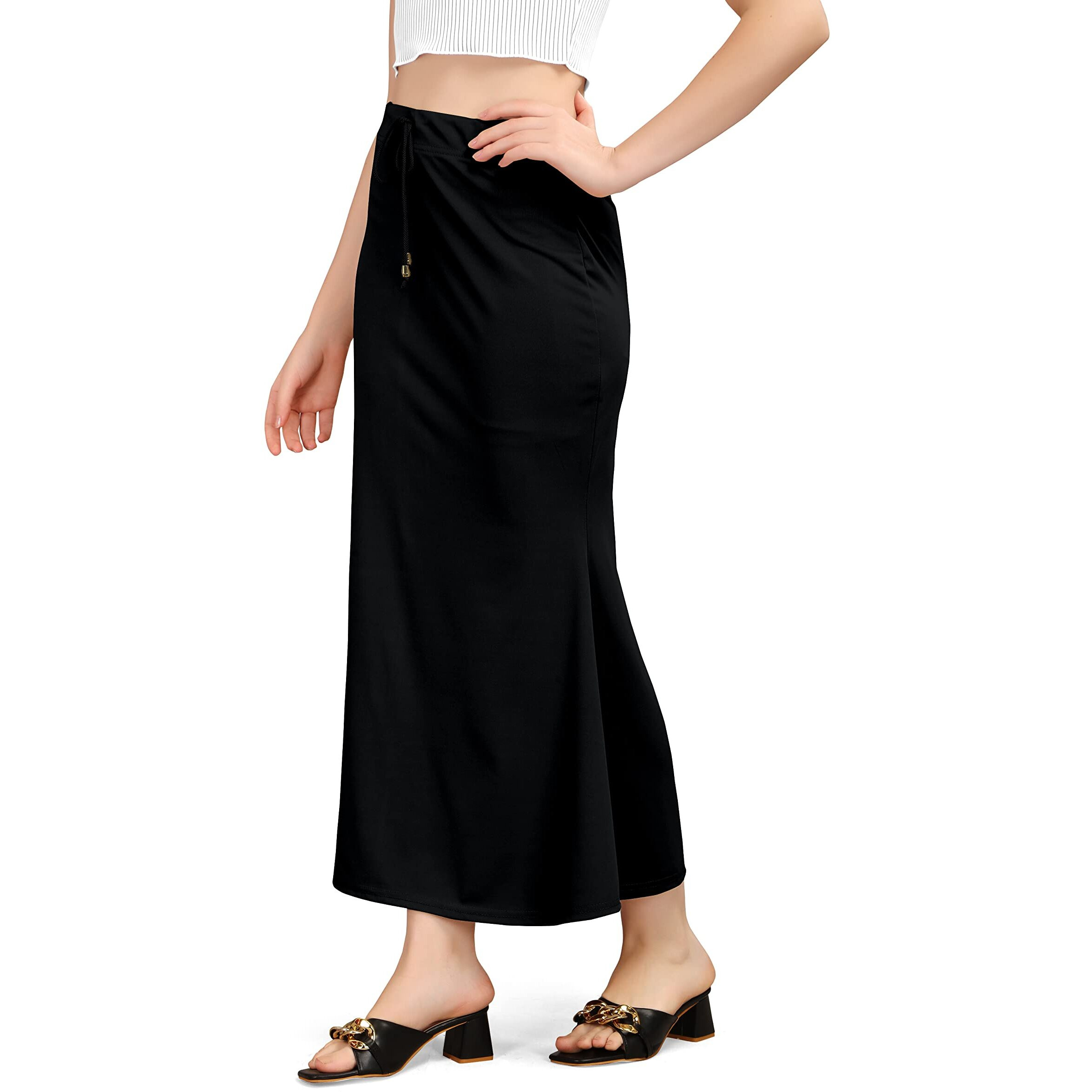 Mogsa Lycra Fishcut Saree Shapewear Petticoat for Women, Shapers for Womens Sarees (3XL, Black)