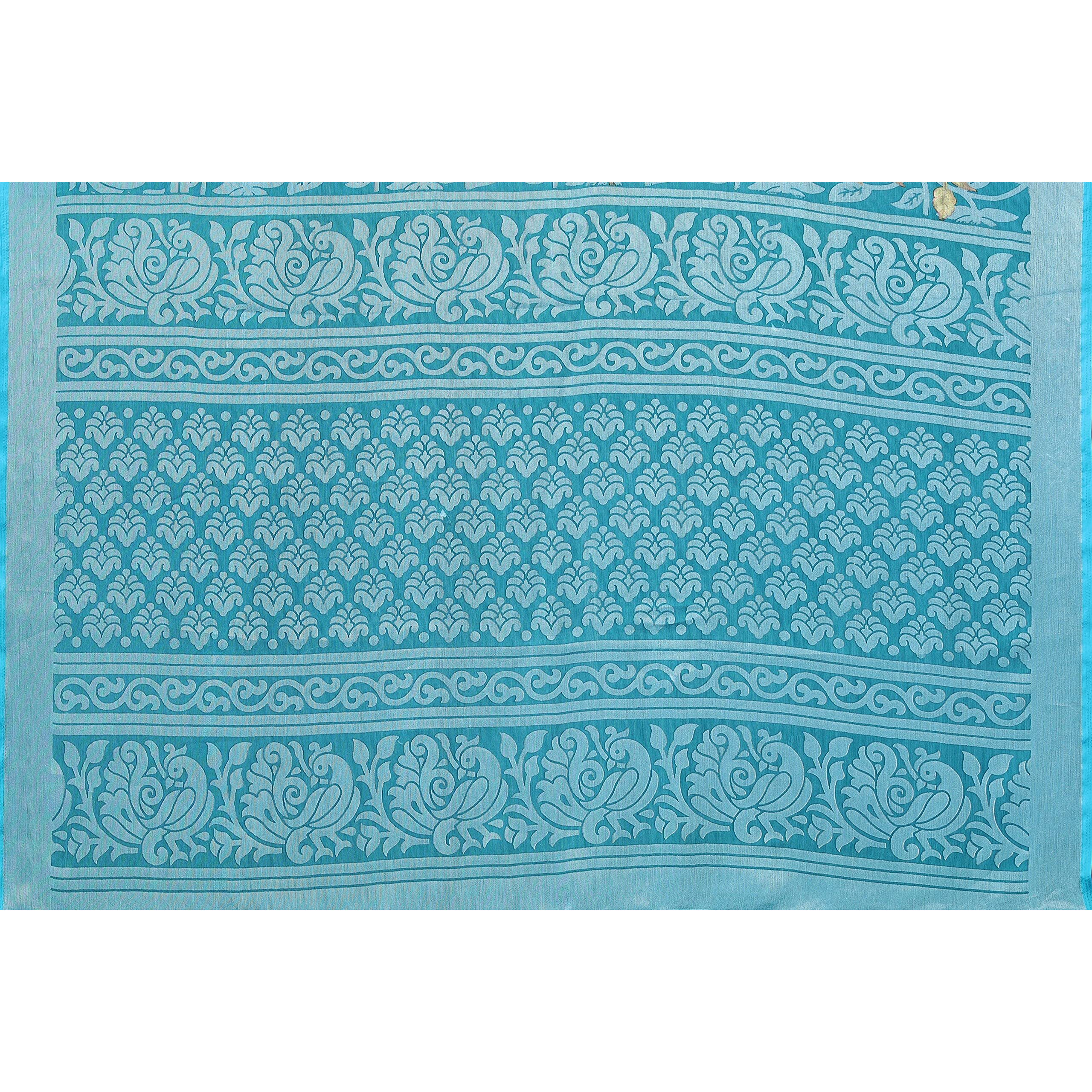 Bee M Pee Designer Chiffon Brasso (Printed Saree for Women_Sky Blue)