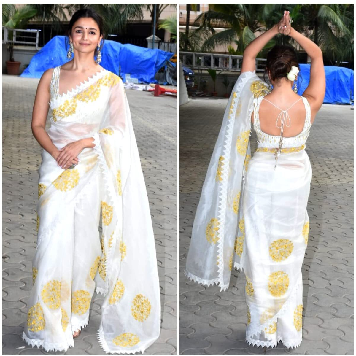 Sidhidata Womens Pure Georgette Embroidered Saree With Unstitched Blouse Piece(Gangubai_White_Free Size)