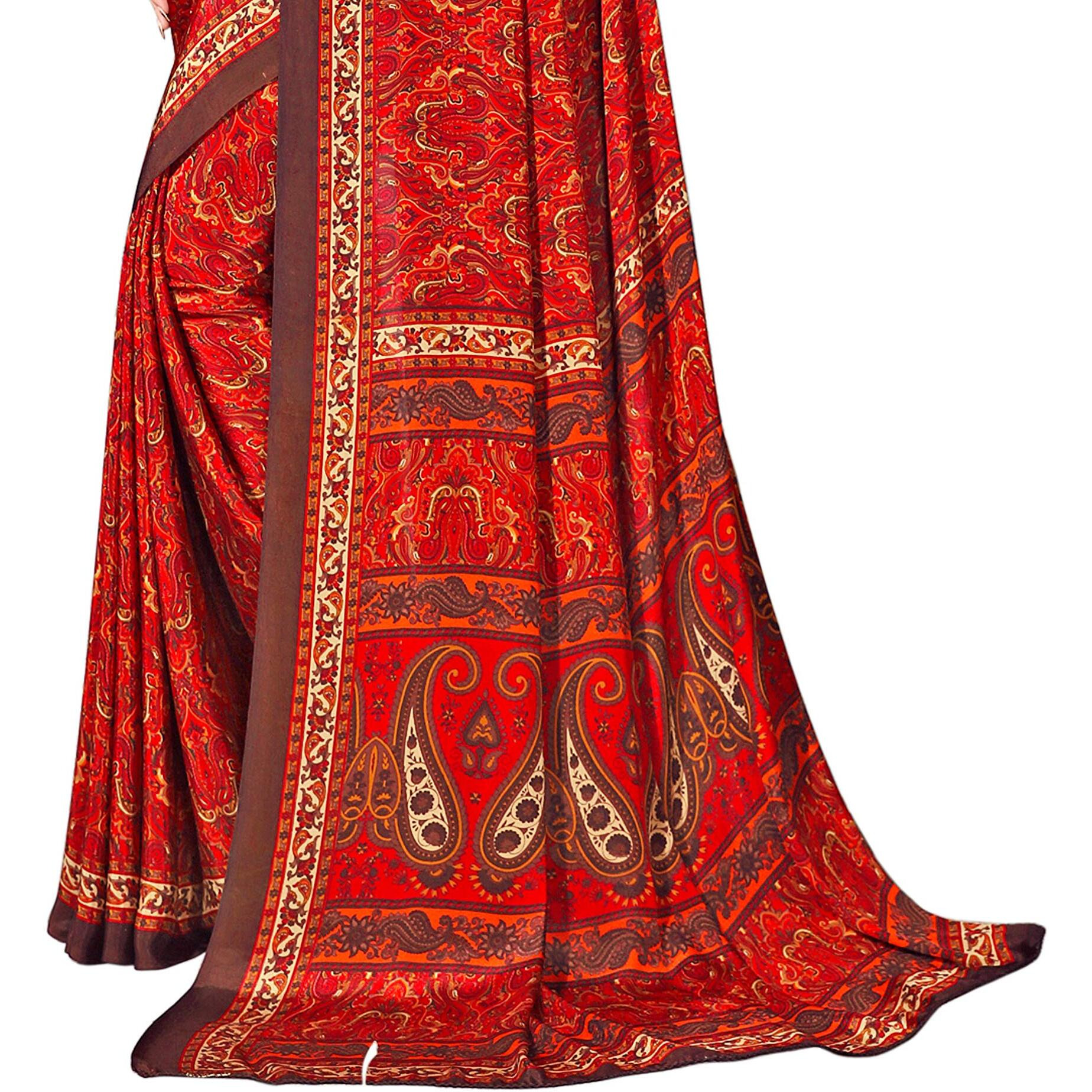 Jaanvi fashion Womens Crepe Silk Printed Saree With Blouse(ethnic-angle-8501-a,Red)