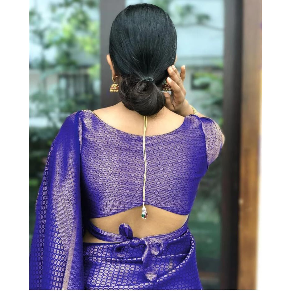 C J Enterprise Womens Banarasi Saree Pure Kanjivaram Silk Saree Soft Design Wear Pattu Sarees Party Latest With Blouse Piece Kanchipuram for Wedding sadi new Sari 2024 2023 (DevRatna Royal Blue)