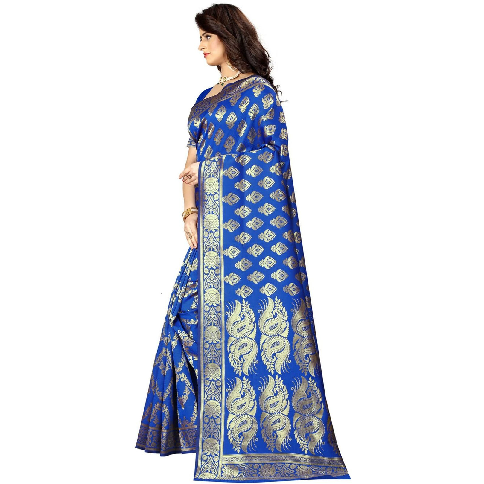 Sugathari Womens Banarasi Saree Pure Kanjivaram Silk Saree Soft new ladies 2023 Design Wear Pattu Sarees Latest Cotton Party Sari collections With Blouse Piece for Wedding sadi (PARI 75 R BLUE)