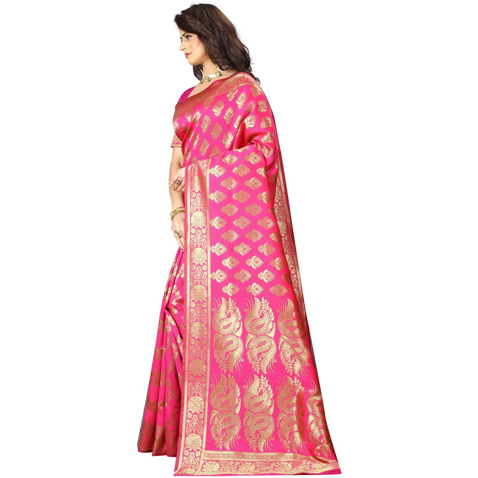 Sugathari Womens Banarasi Saree Pure Kanjivaram Silk Saree Soft new ladies 2023 Design Wear Pattu Sarees Latest Cotton Party Sari collections With Blouse Piece for Wedding sadi (PARI 75 PINK)