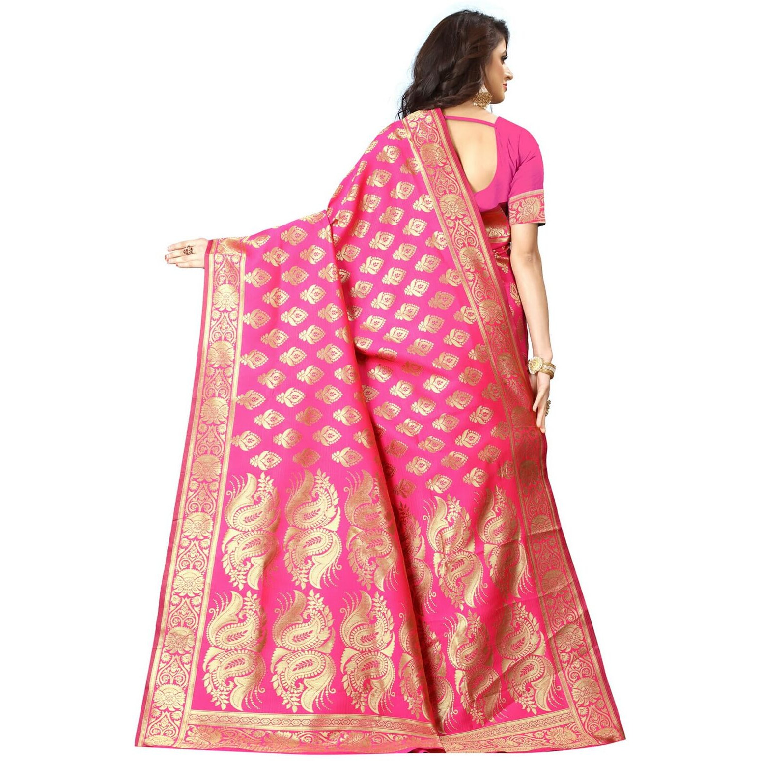 Sugathari Womens Banarasi Saree Pure Kanjivaram Silk Saree Soft new ladies 2023 Design Wear Pattu Sarees Latest Cotton Party Sari collections With Blouse Piece for Wedding sadi (PARI 75 PINK)