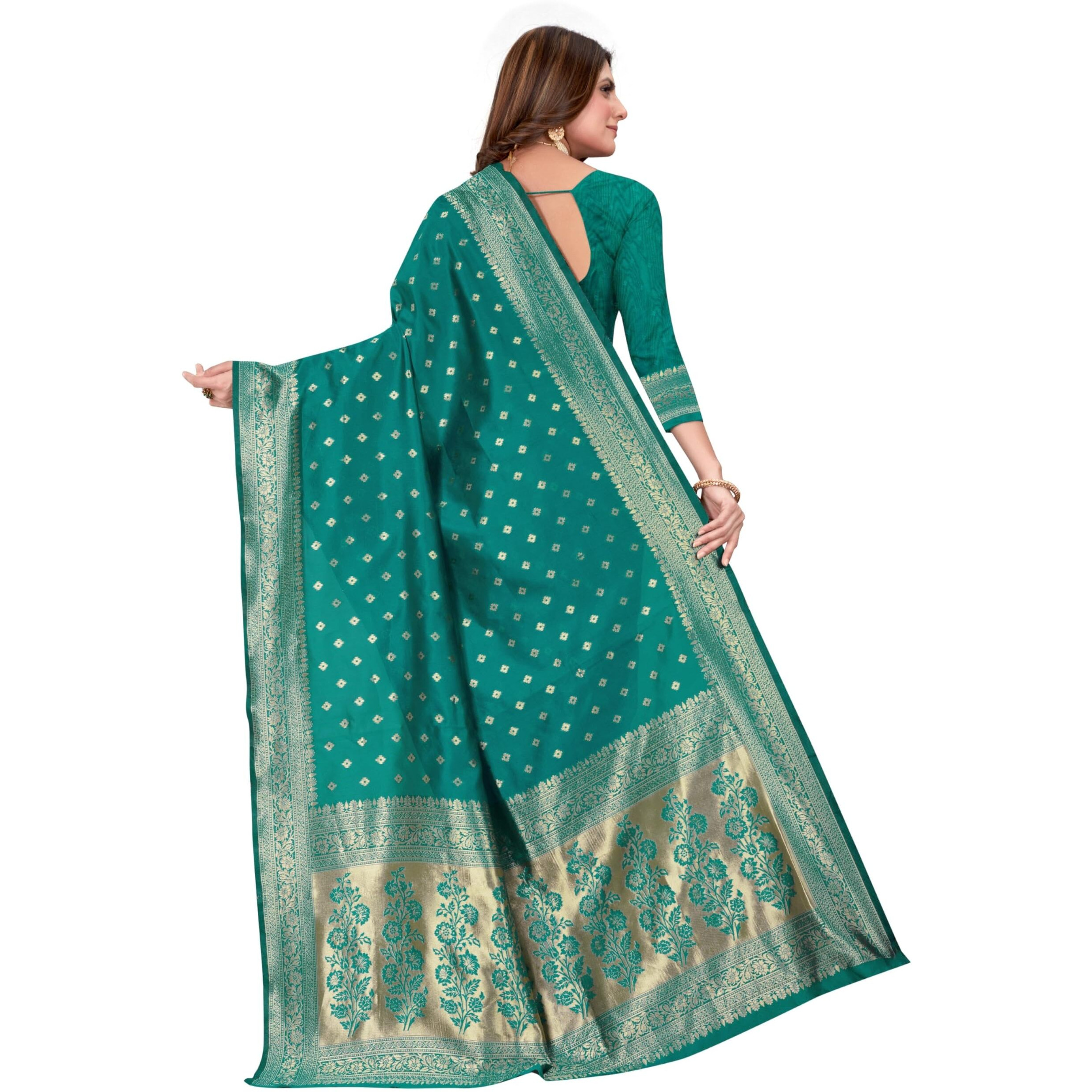 C J Enterprise Womens Pure Kanjivaram Silk Saree Soft Banarasi Design Wear Kanchipuram Pattu Sarees Latest Party Cotton Sari collections With Blouse Piece for Wedding sadi 2024 2023 (Pari159 Rama)