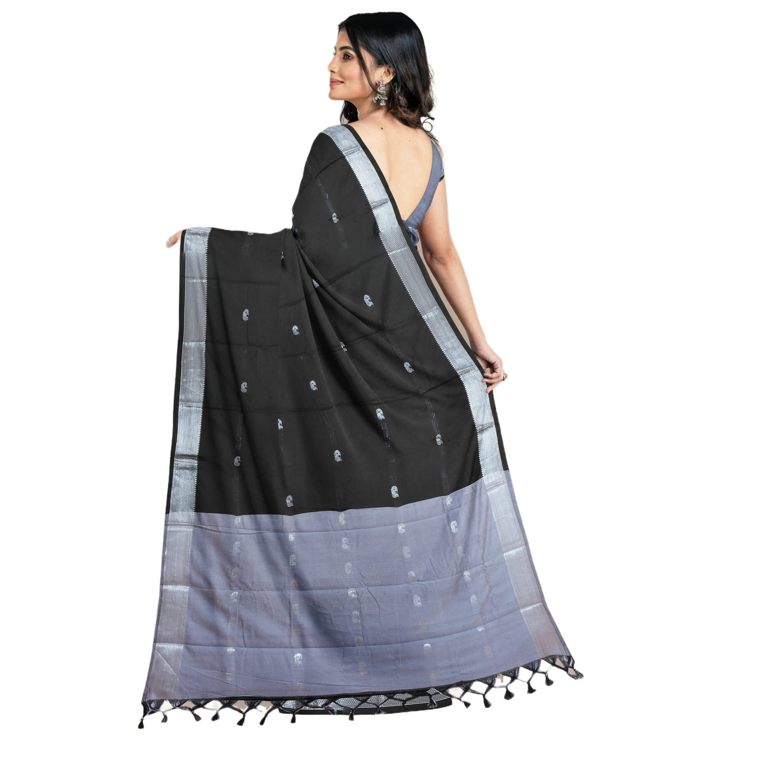 Florely Womens Paithani Cotton Silk Saree With Unstiched Blouse Piece