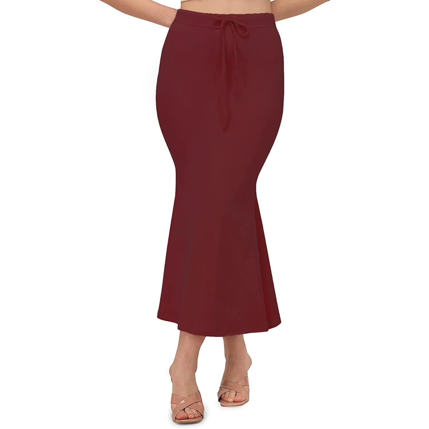 GRECIILOOKS Womens Fancy Cotton Lycra Regular Fit Patticoat (Maroon, Small)