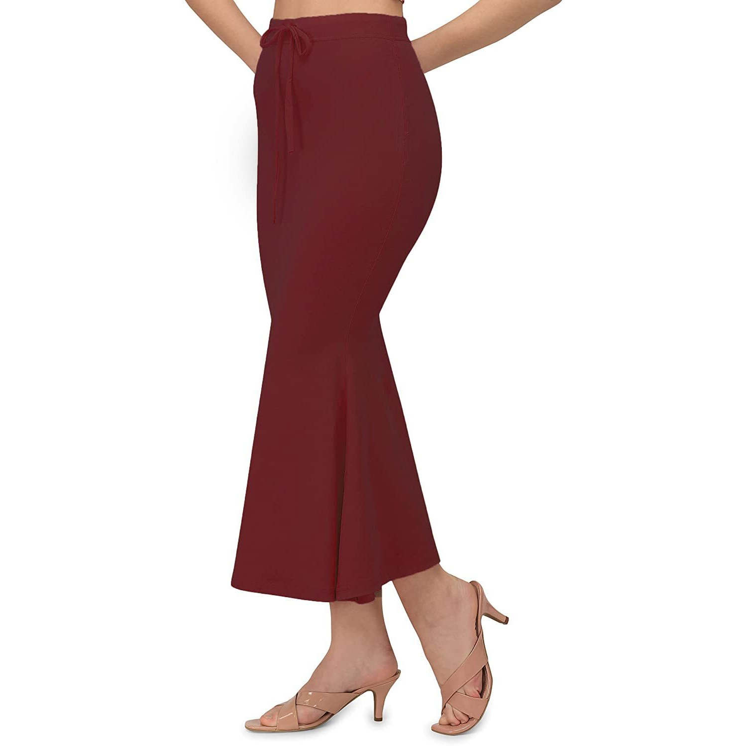 GRECIILOOKS Womens Fancy Cotton Lycra Regular Fit Patticoat (Maroon, Small)