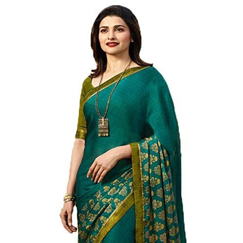 RAJESHWAR FASHION WITH RF Womens Silk Printed Saree With Lace Border & Blouse Piece(Mehendi)