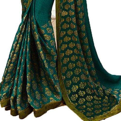 RAJESHWAR FASHION WITH RF Womens Silk Printed Saree With Lace Border & Blouse Piece(Mehendi)