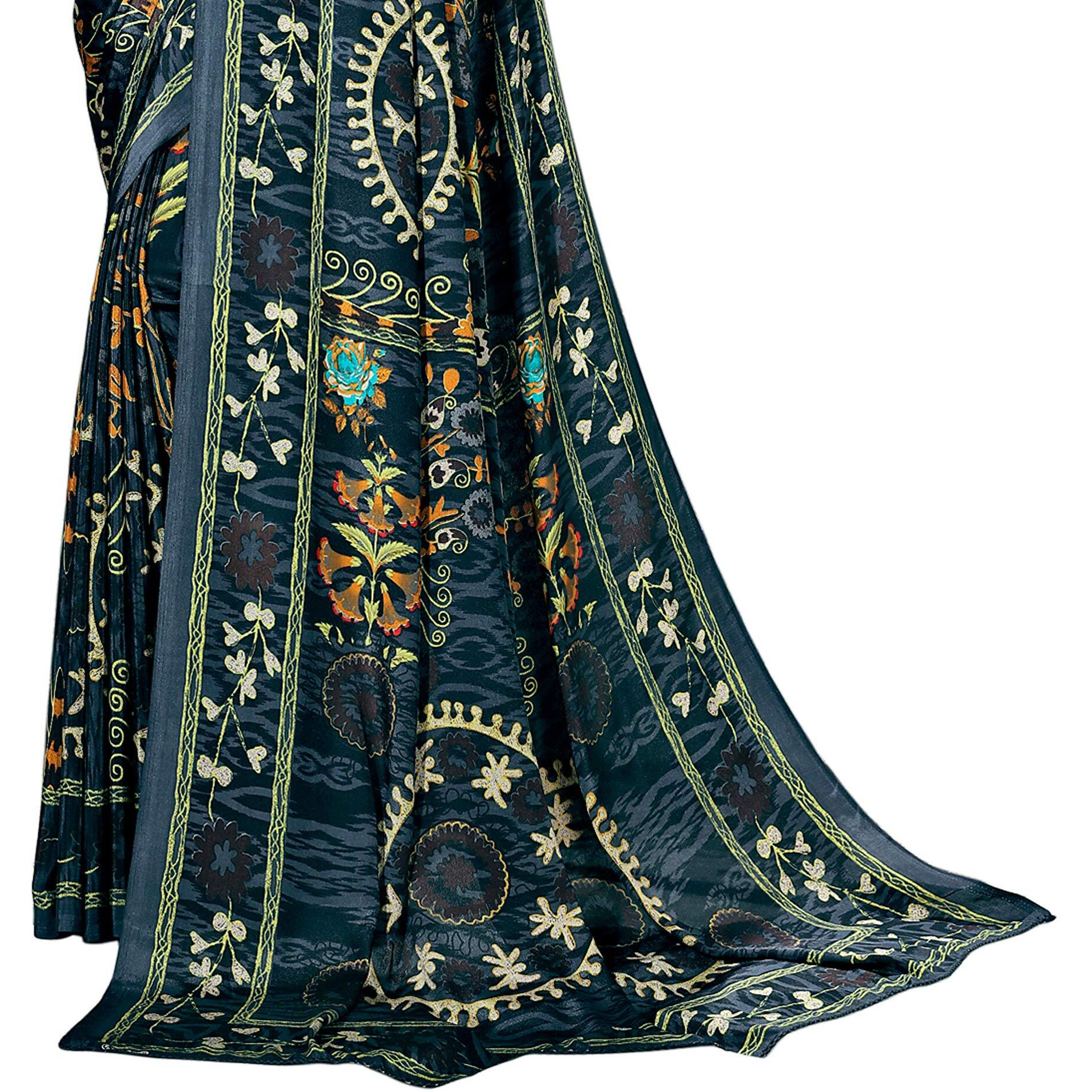 Jaanvi fashion Womens Crepe Silk Printed Saree With Blouse(ethnic-angle-8503-a,Grey)