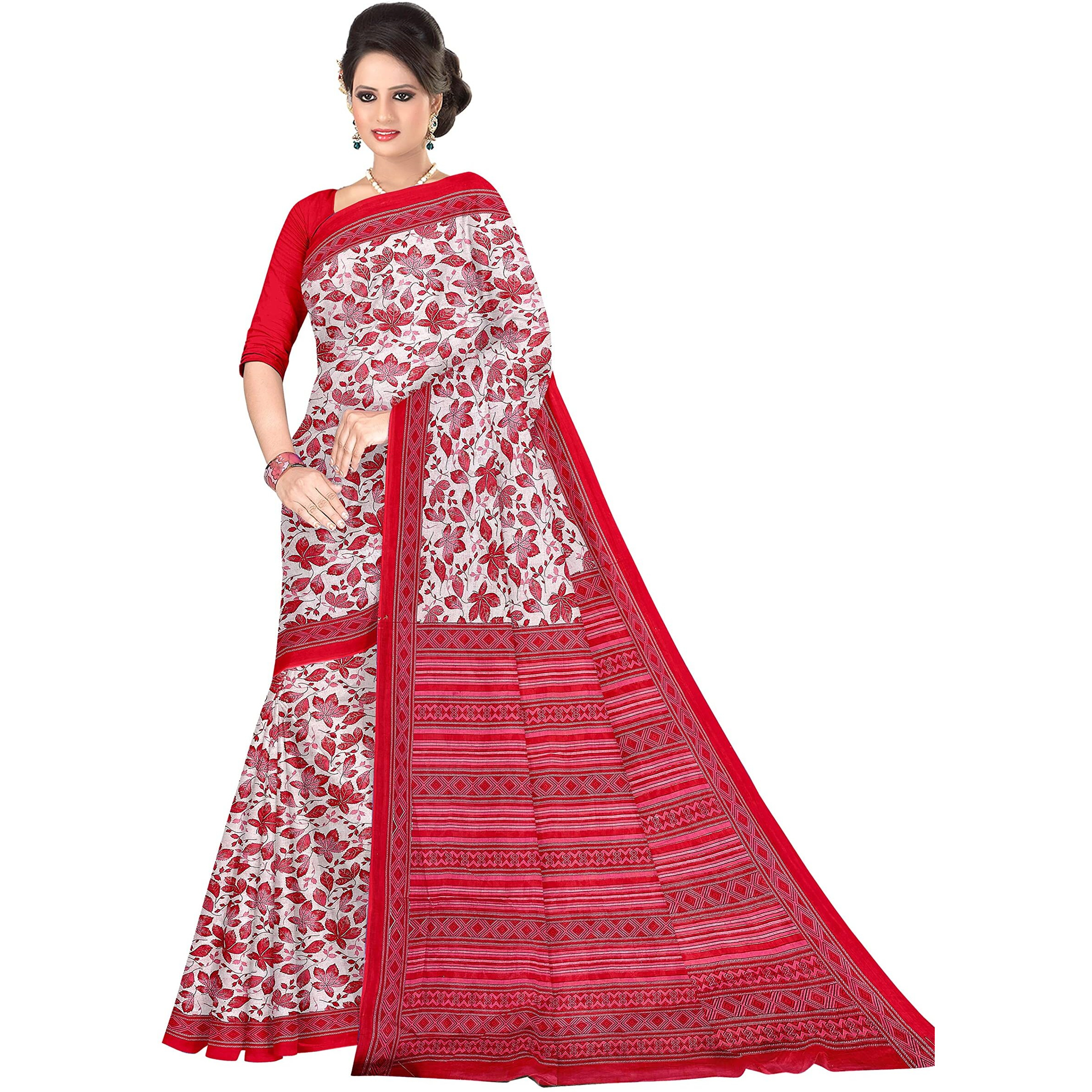 TAMAIRA FASHION Womens Plain Weave Pure Cotton Saree Without Blouse Piece(AB28_Pink)