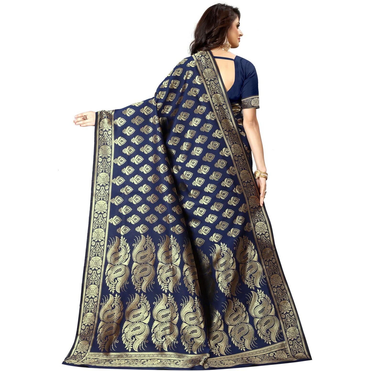 Sugathari Womens Banarasi Saree Pure Kanjivaram Silk Saree Soft new ladies 2023 Design Wear Pattu Sarees Latest Cotton Party Sari collections With Blouse Piece for Wedding sadi (PARI 75 N BLUE)