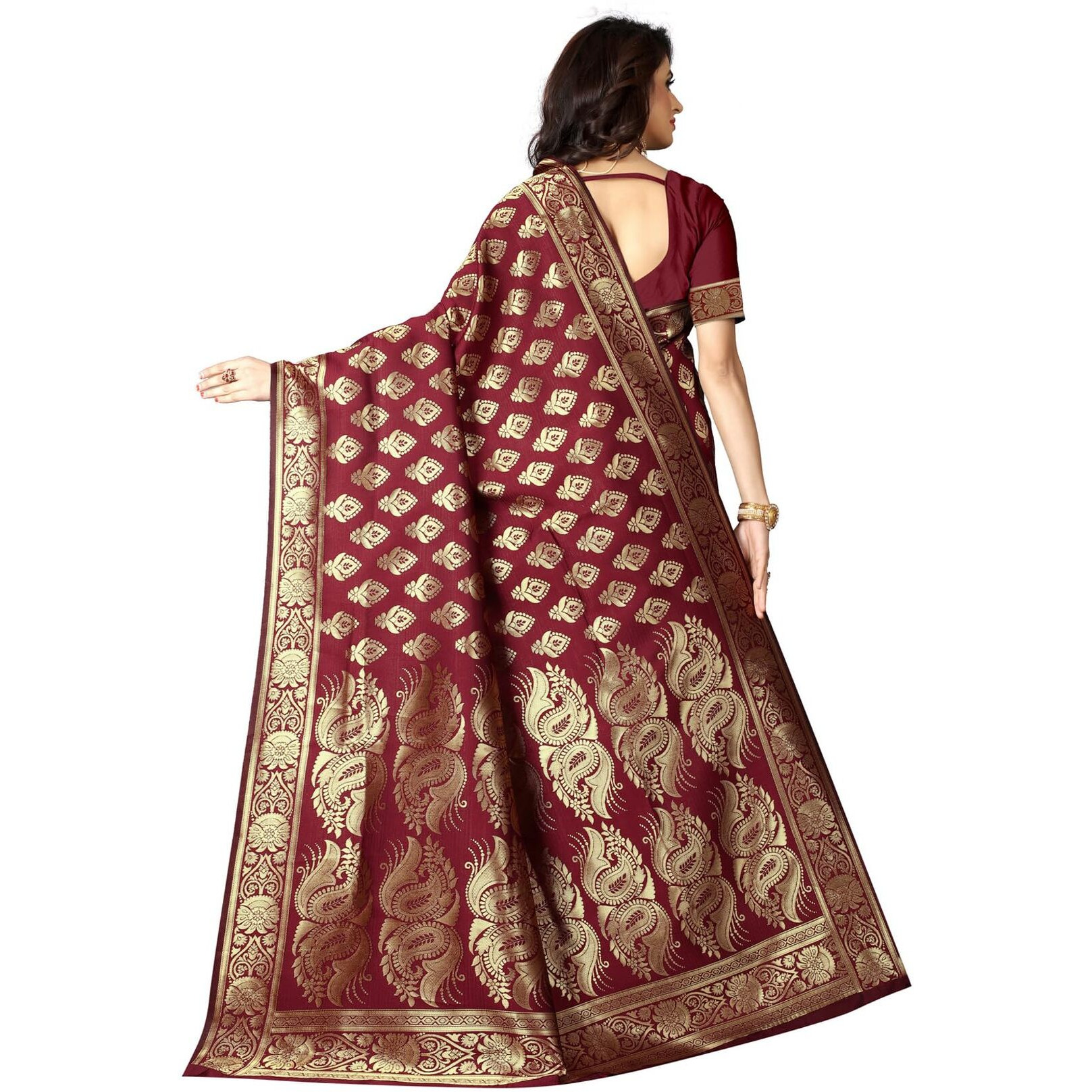 Sugathari Womens Banarasi Saree Pure Kanjivaram Silk Saree Soft new ladies 2023 Design Wear Pattu Sarees Latest Cotton Party Sari collections With Blouse Piece for Wedding sadi (PARI 75 MAROON)