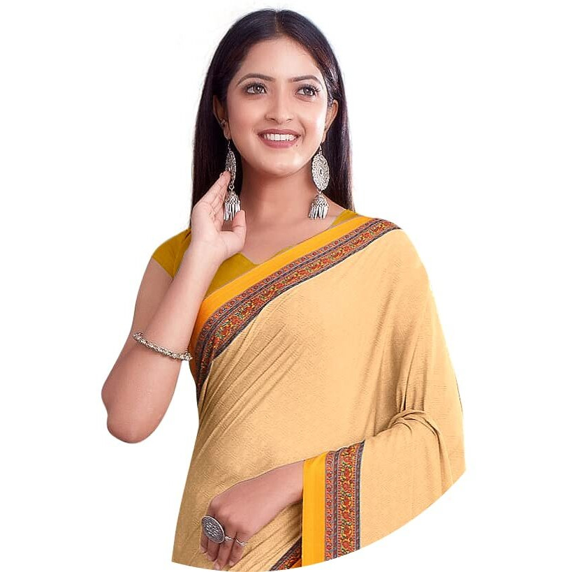 Jaanvi fashion Womens Crepe Saree With Unstitched Blouse Piece(pearl-silk-9010)