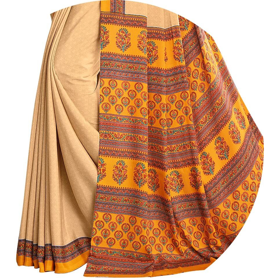 Jaanvi fashion Womens Crepe Saree With Unstitched Blouse Piece(pearl-silk-9010)