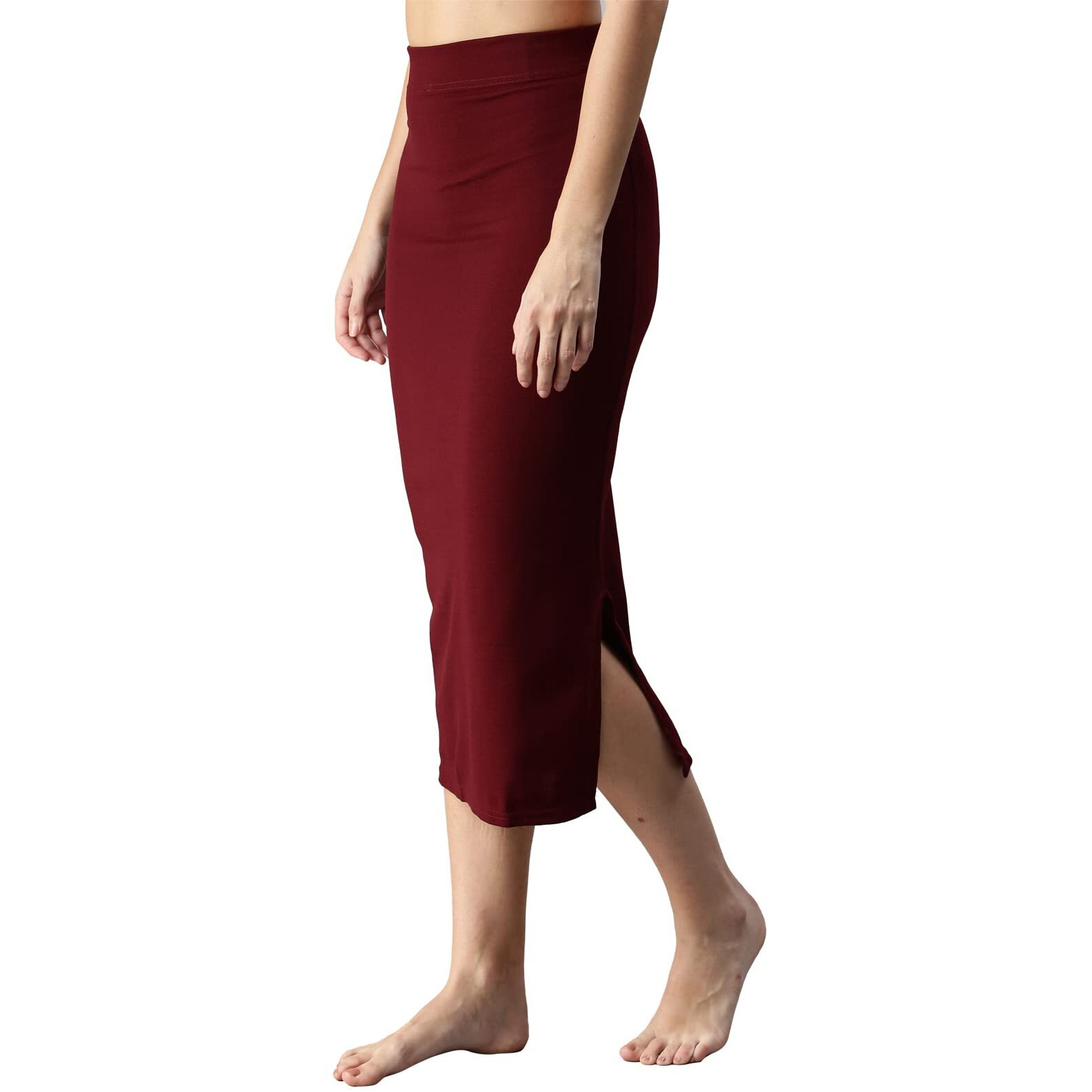 SIRIL Womens Lycra Full Elastic Saree Shapewear Petticoat (180TKC116-S,Brown,Small)