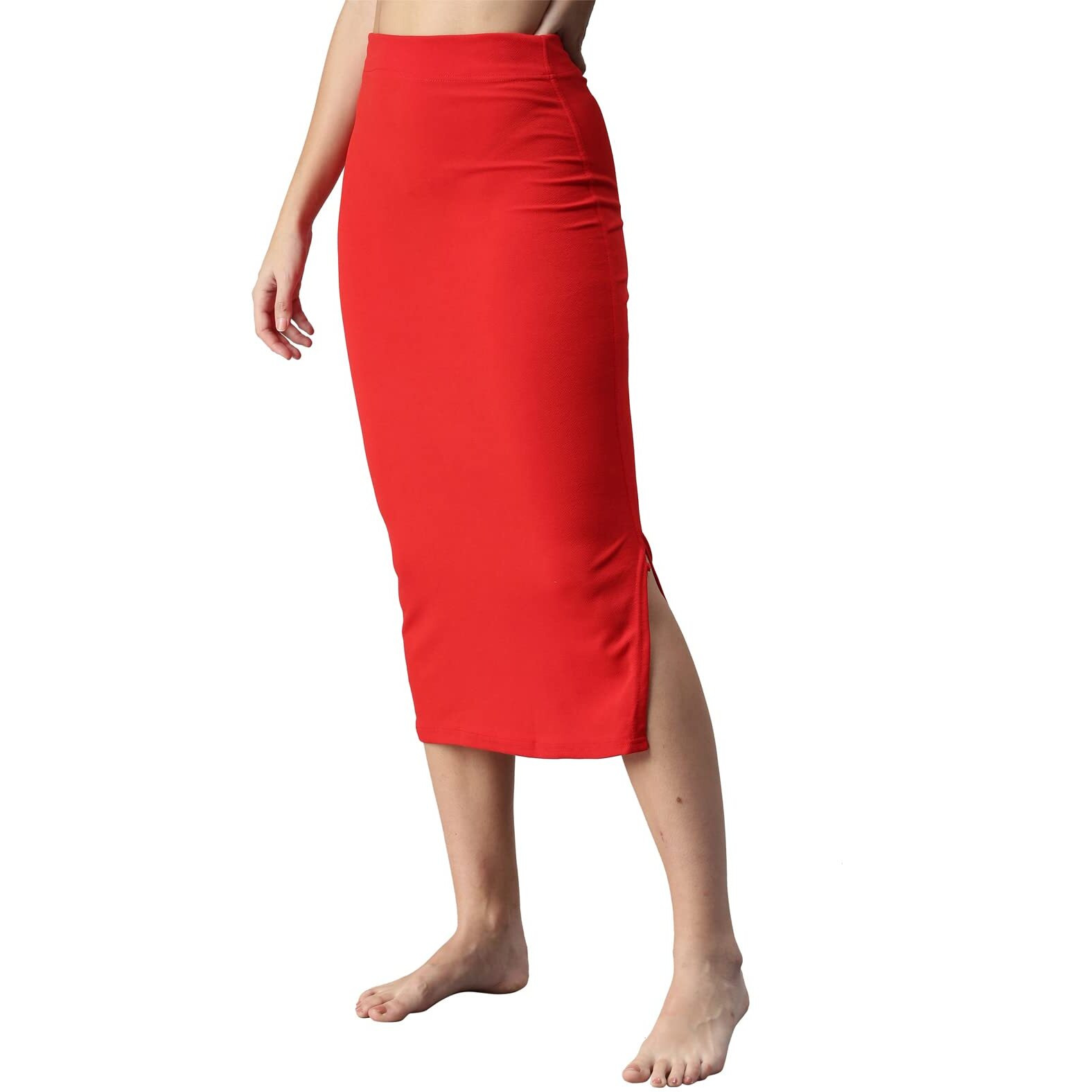 SIRIL Womens Lycra Full Elastic Saree Shapewear Petticoat (180TKC117-XXL,Red)